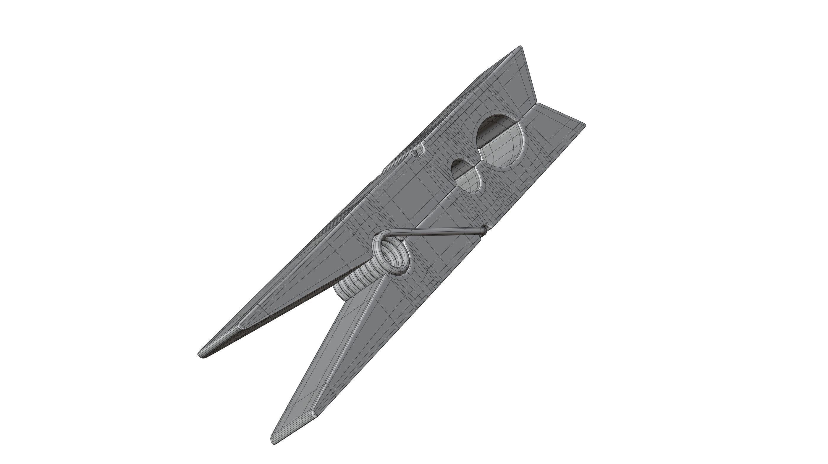 Wooden Clothespin 3D model_11