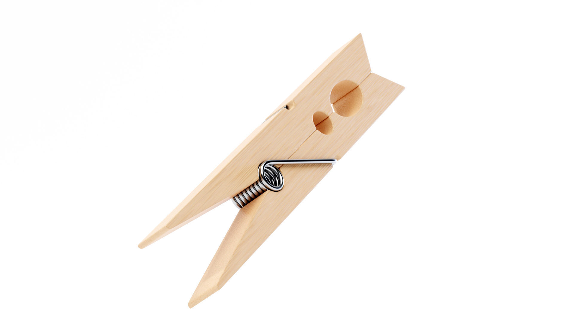 Wooden Clothespin 3D model_3