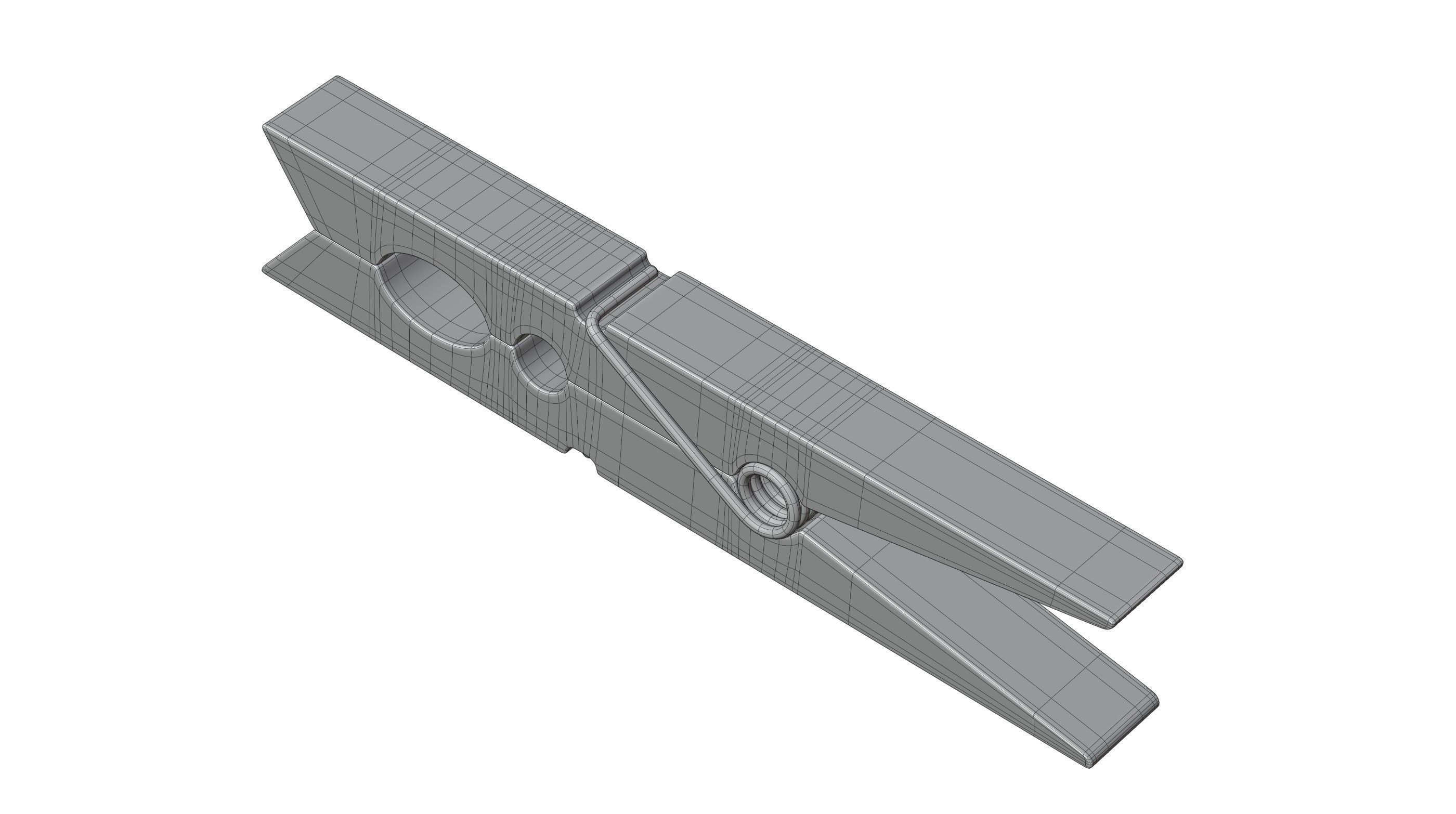 Wooden Clothespin 3D model_9