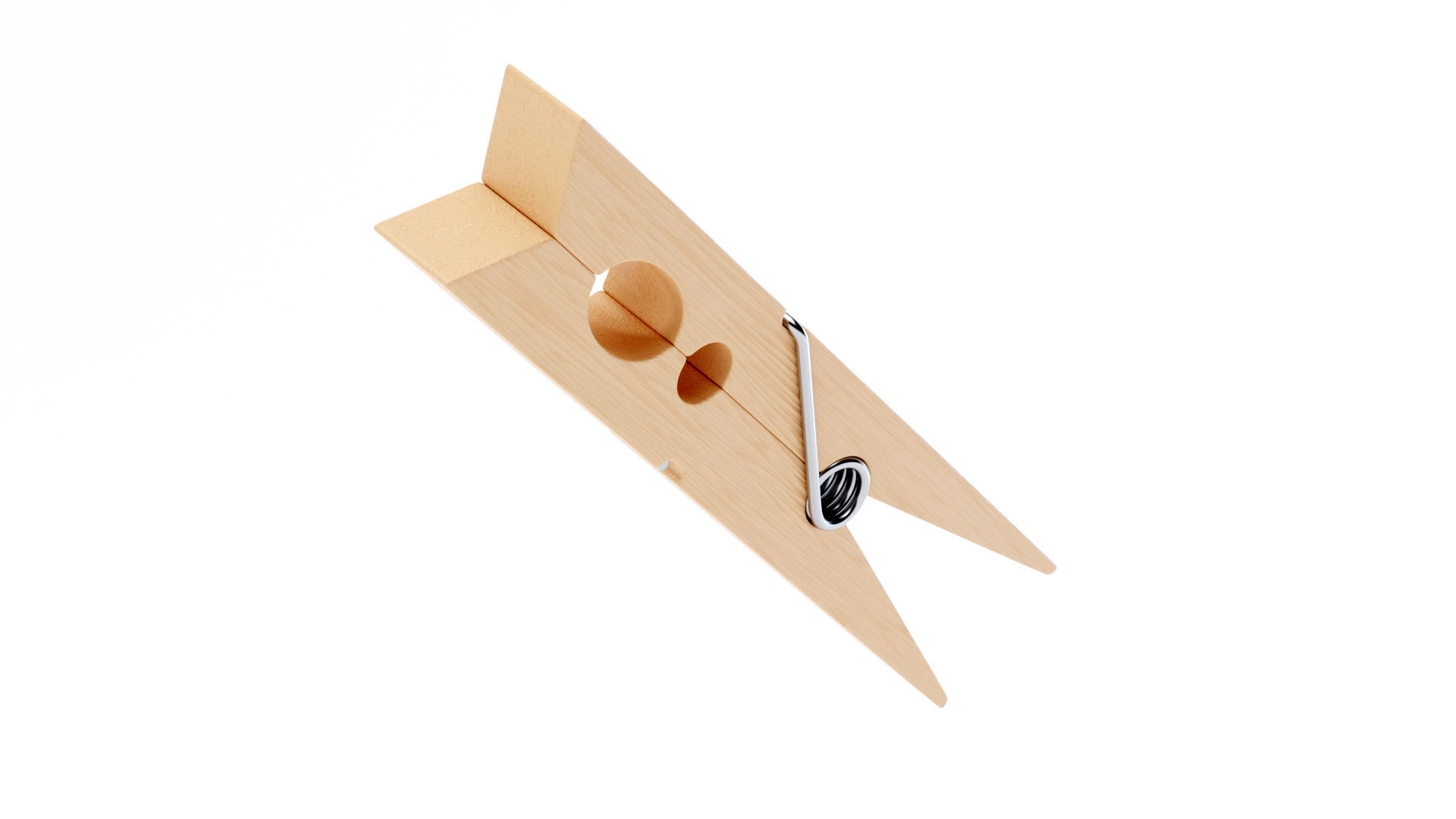 Wooden Clothespin 3D model_7
