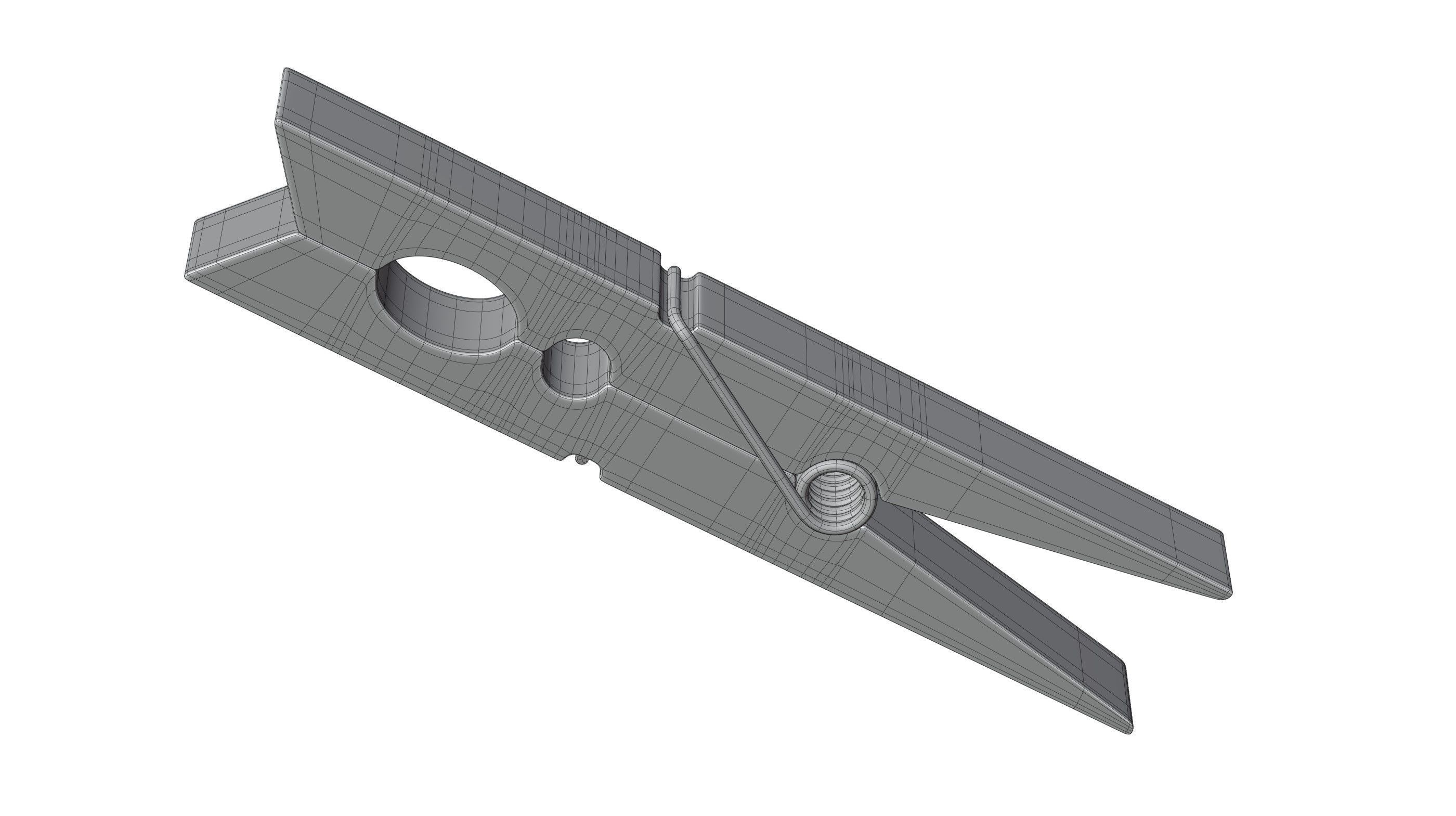 Wooden Clothespin 3D model_16