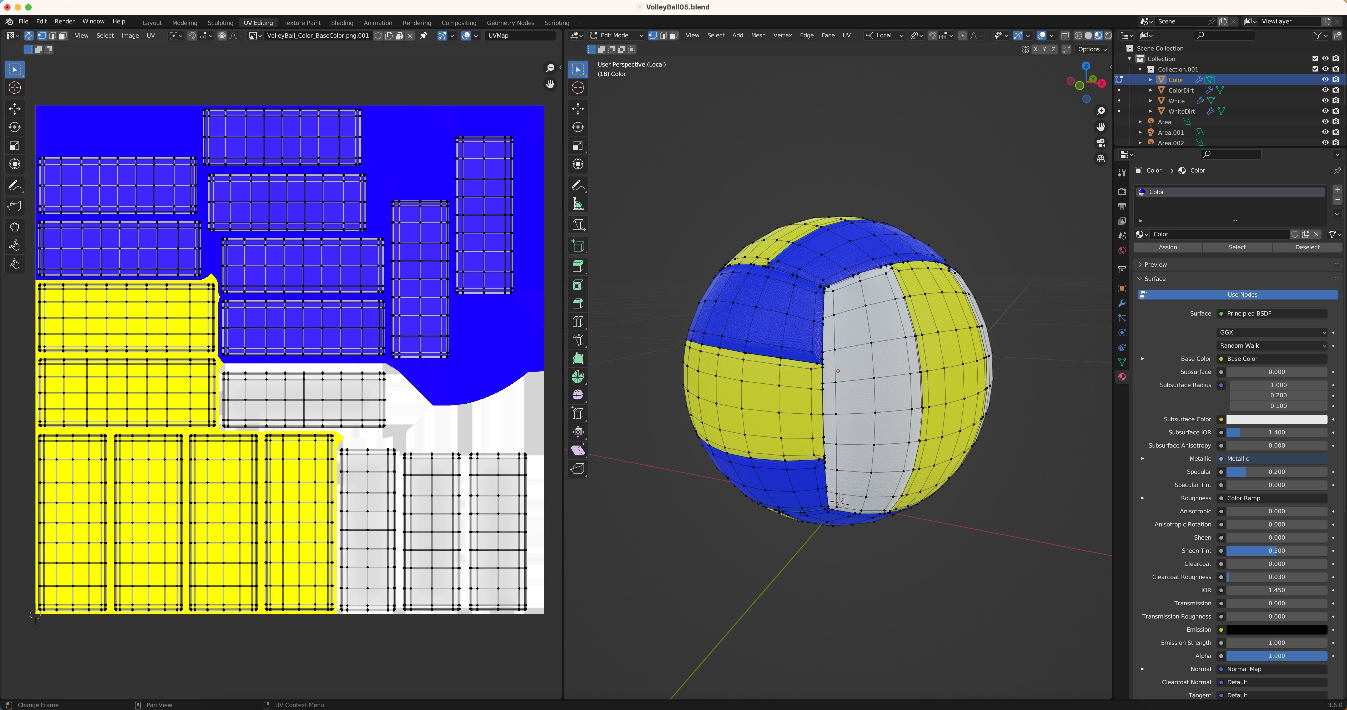 Volleyball set with 4 types material 3D model_6