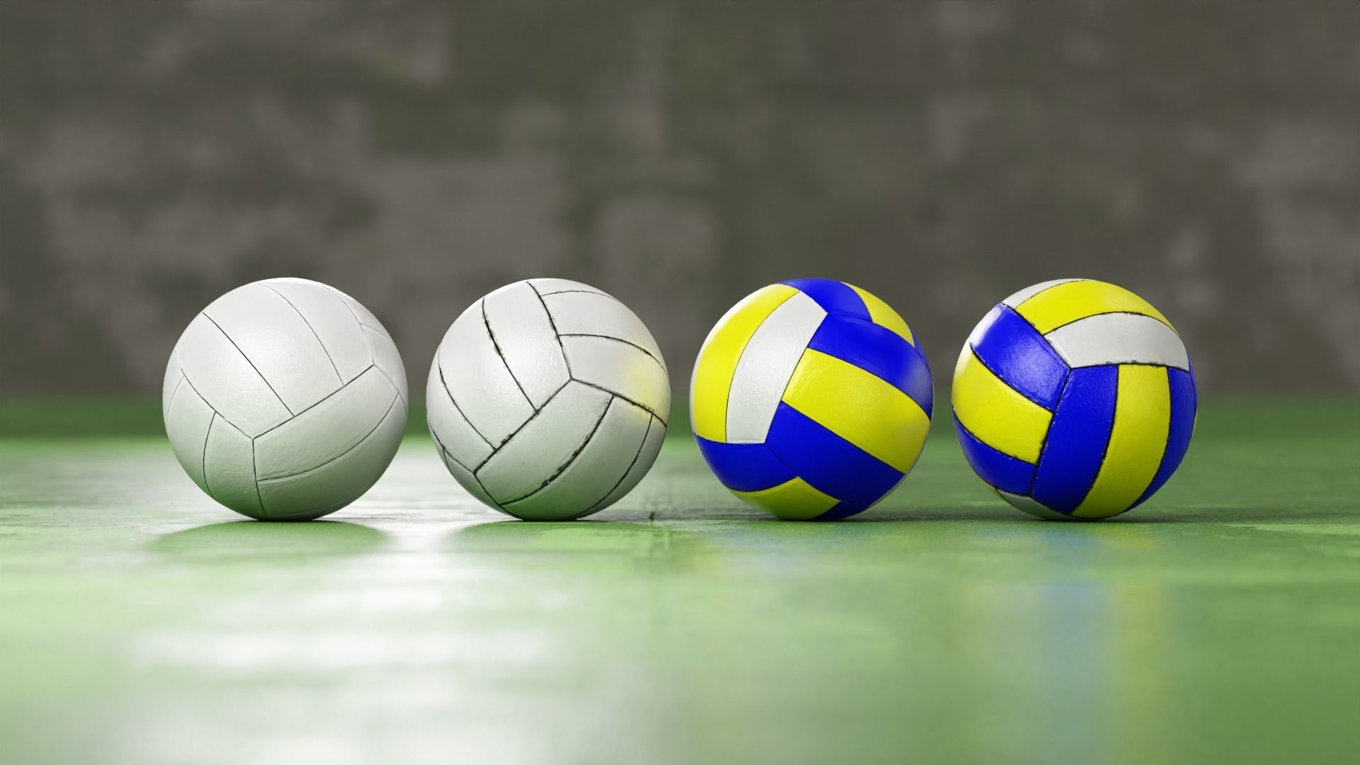 Volleyball set with 4 types material 3D model CGTrader