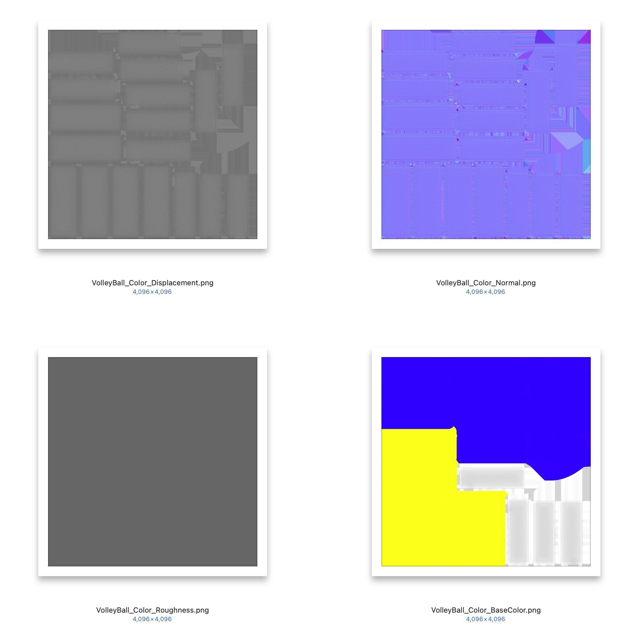 Volleyball set with 4 types material 3D model_12