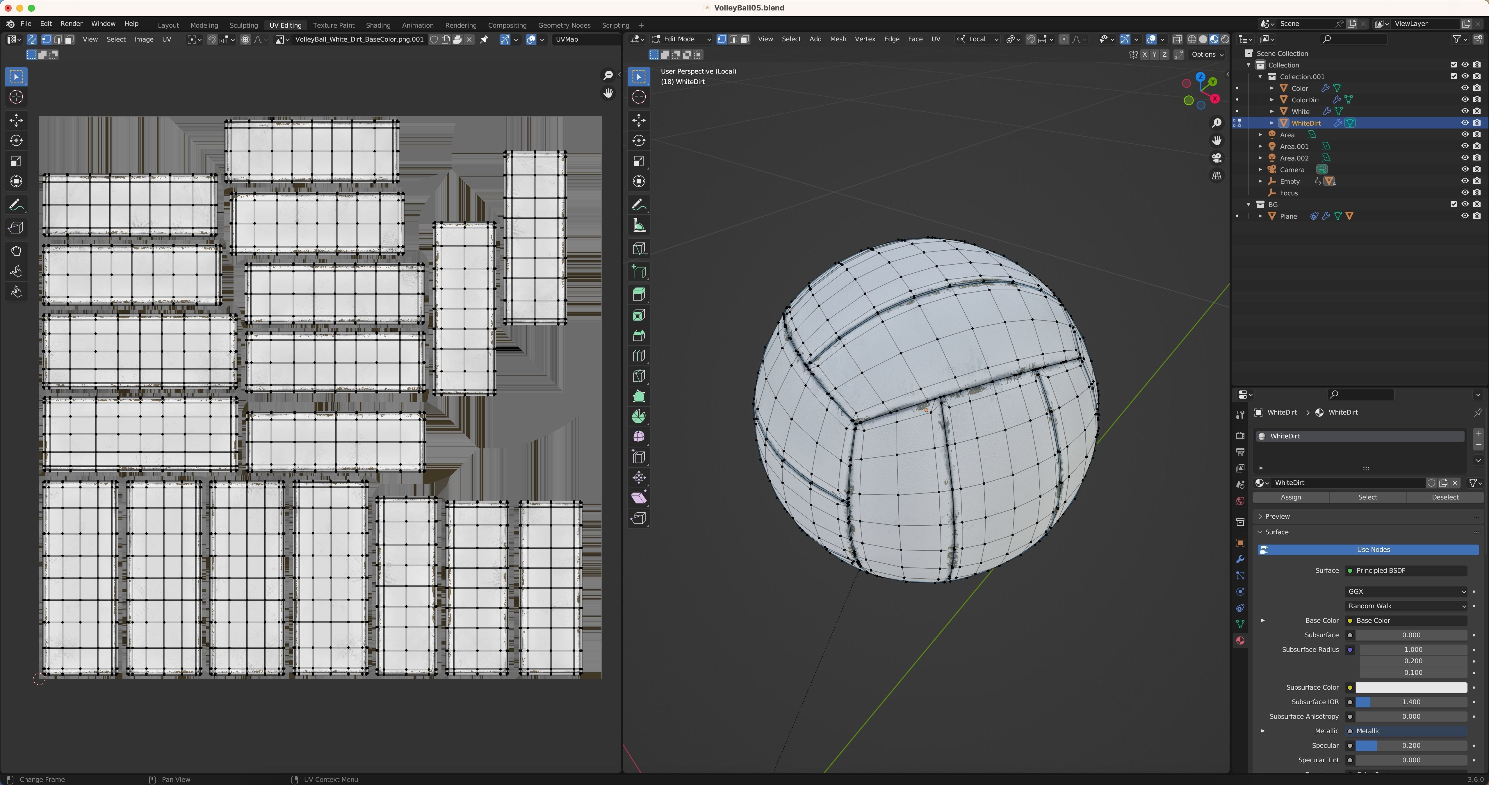 Volleyball set with 4 types material 3D model_9