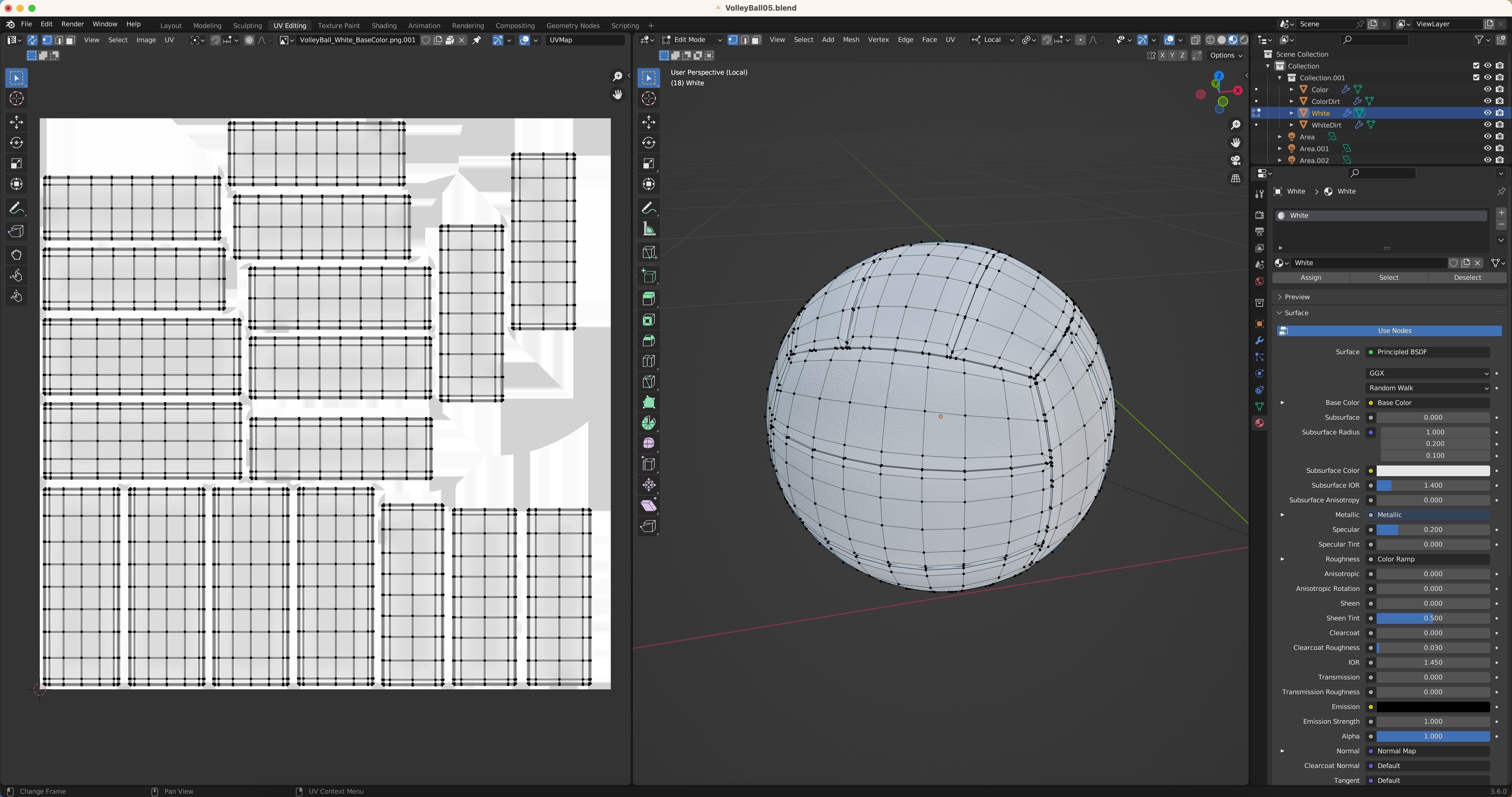 Volleyball set with 4 types material 3D model_8