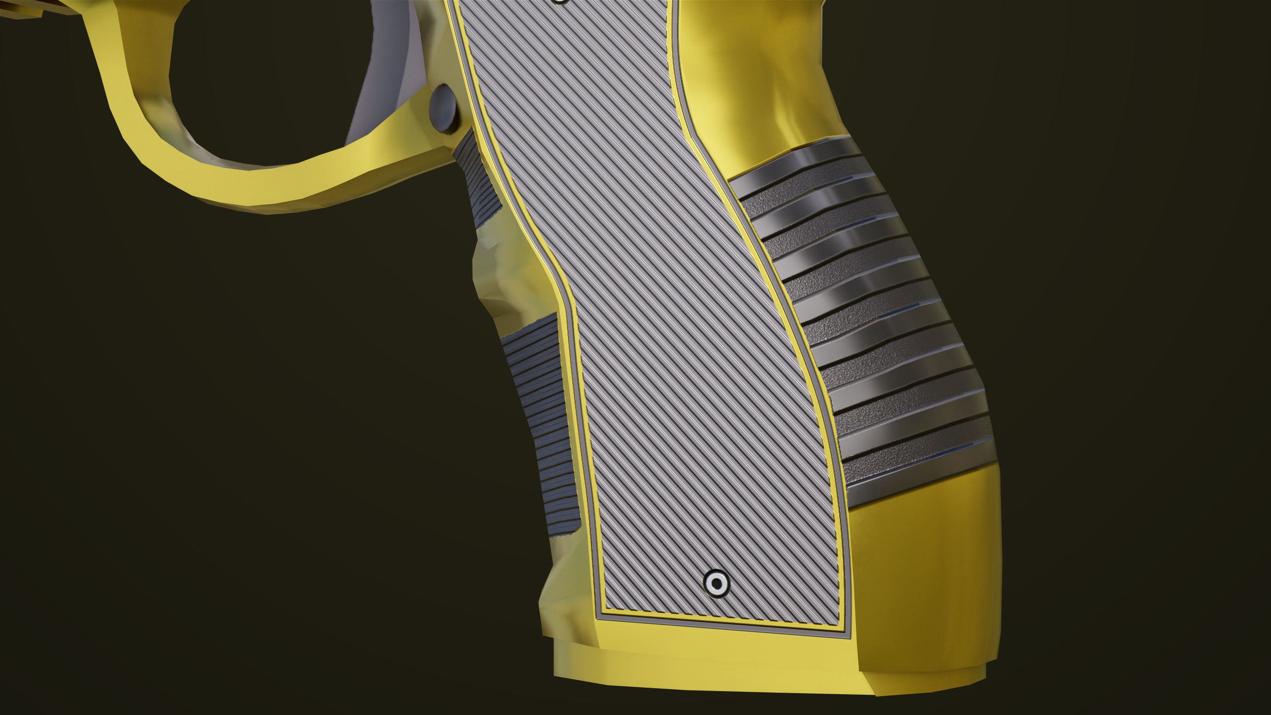 Golden Pistol 04 All PBR Unity UE Textures Included Low-poly 3D model_19