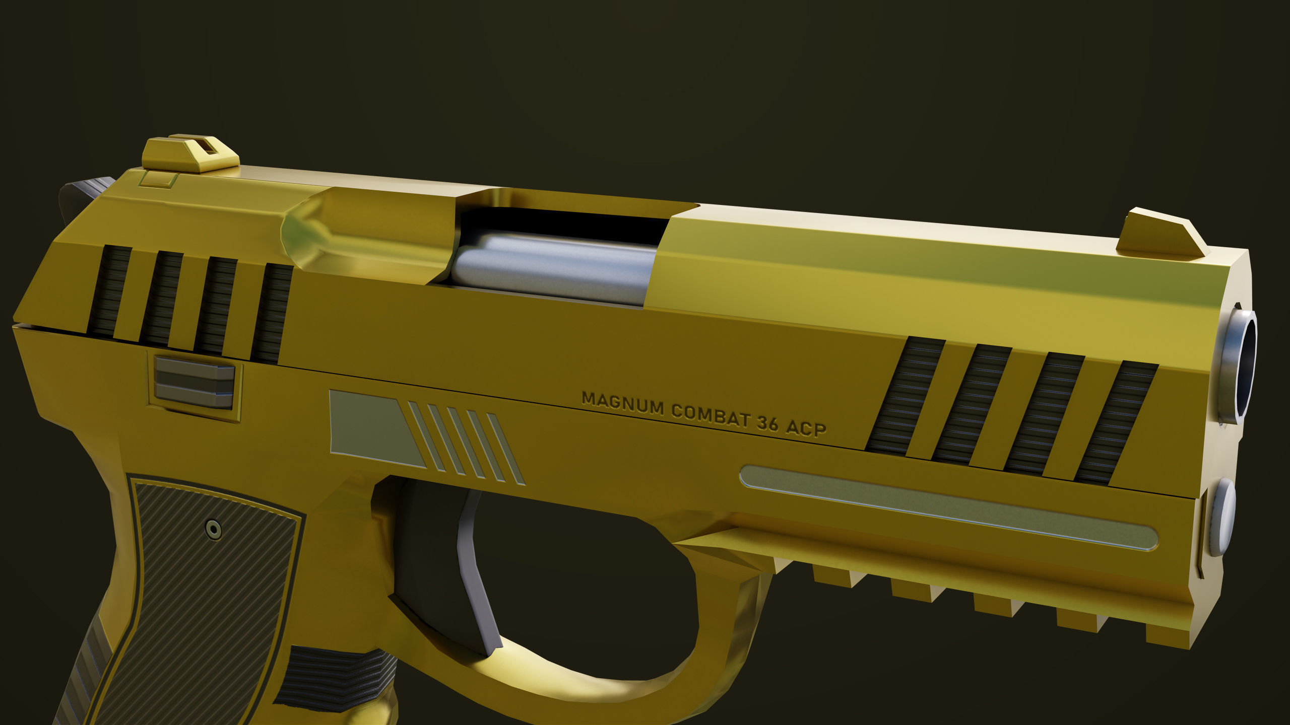 Golden Pistol 04 All PBR Unity UE Textures Included Low-poly 3D model_17