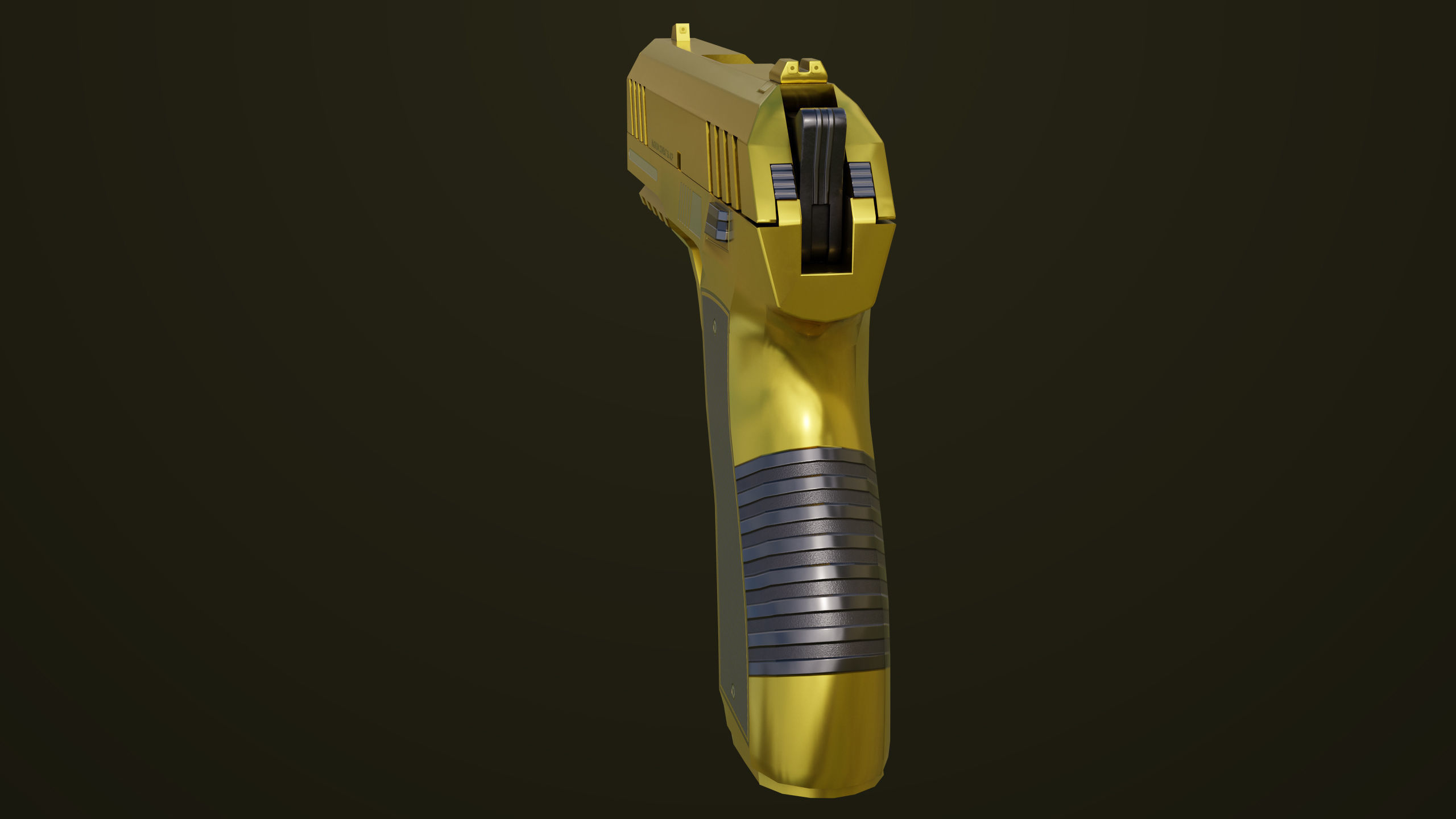 Golden Pistol 04 All PBR Unity UE Textures Included Low-poly 3D model_11