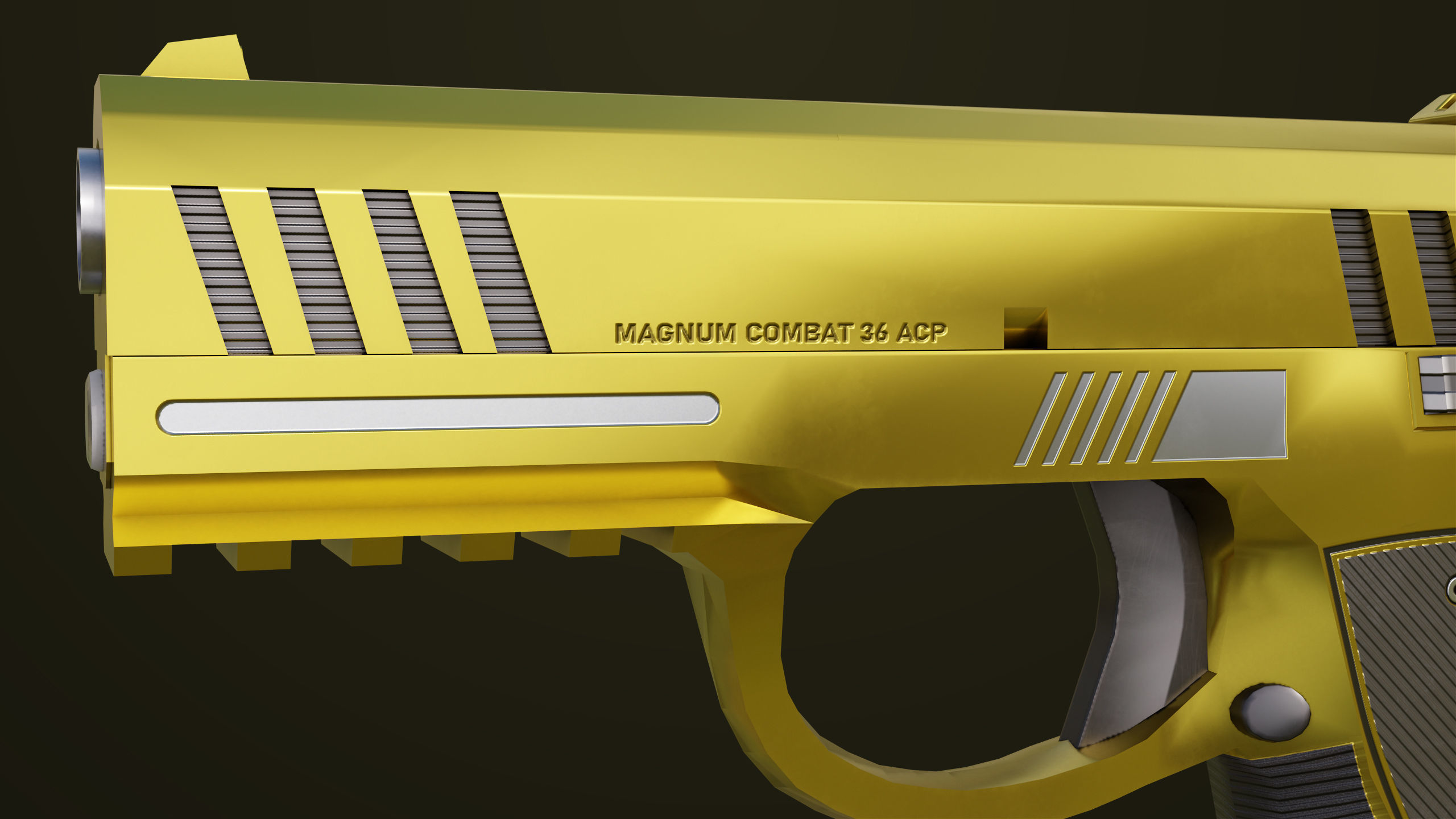Golden Pistol 04 All PBR Unity UE Textures Included Low-poly 3D model_6
