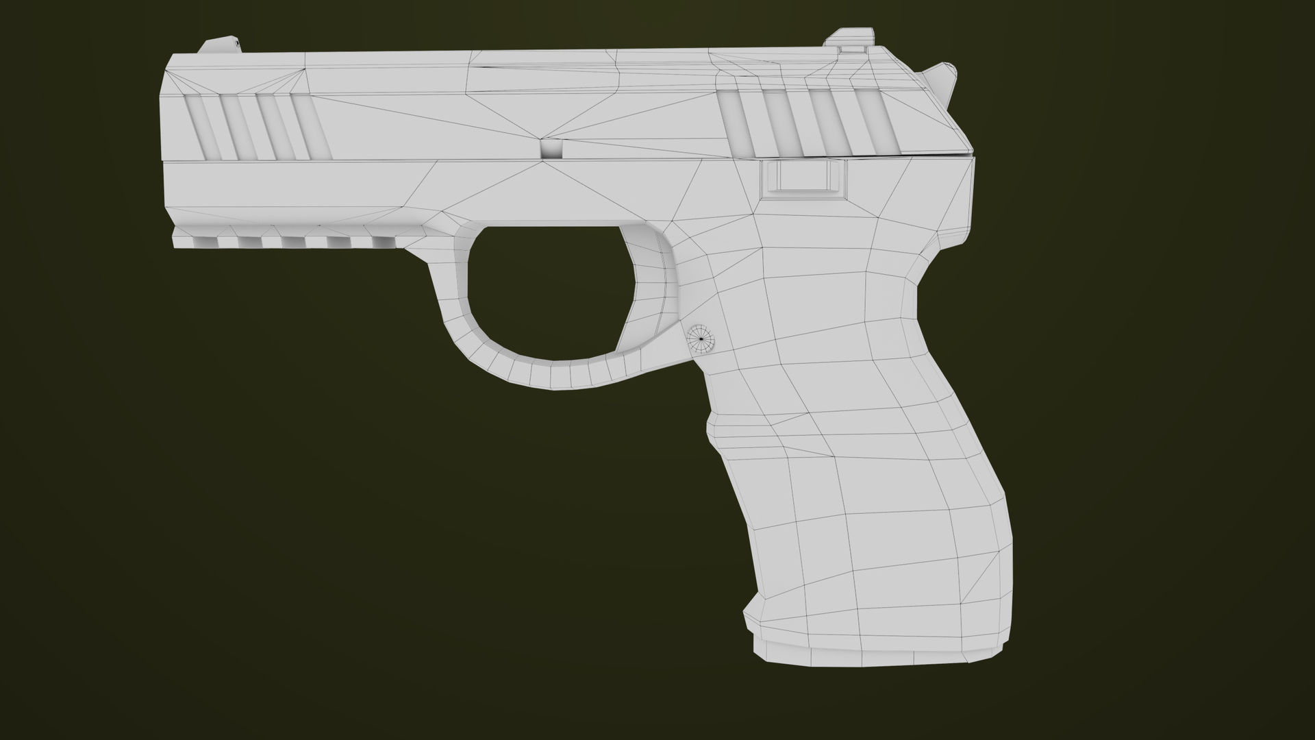 Golden Pistol 04 All PBR Unity UE Textures Included Low-poly 3D model_25