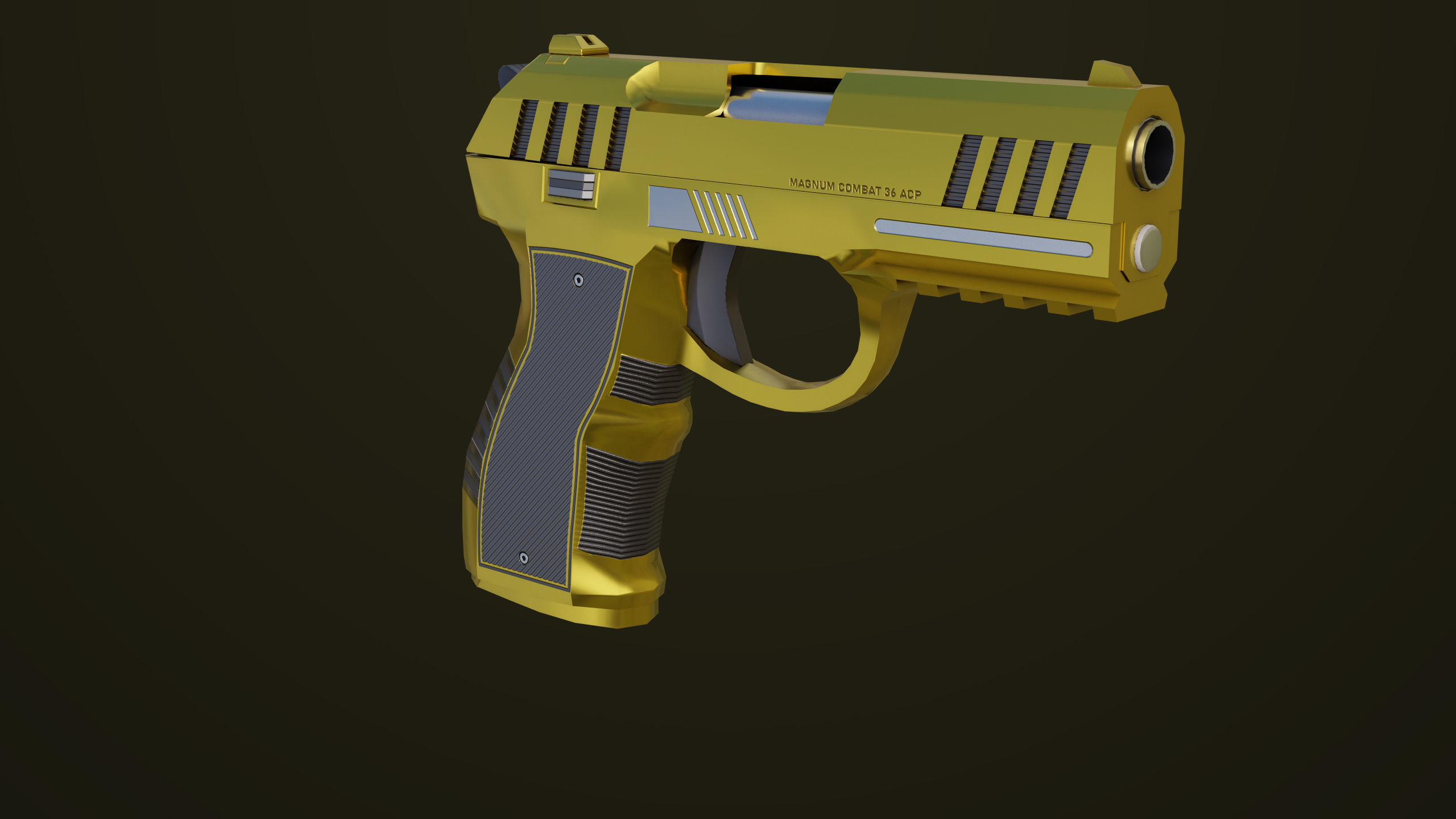Golden Pistol 04 All PBR Unity UE Textures Included Low-poly 3D model_10
