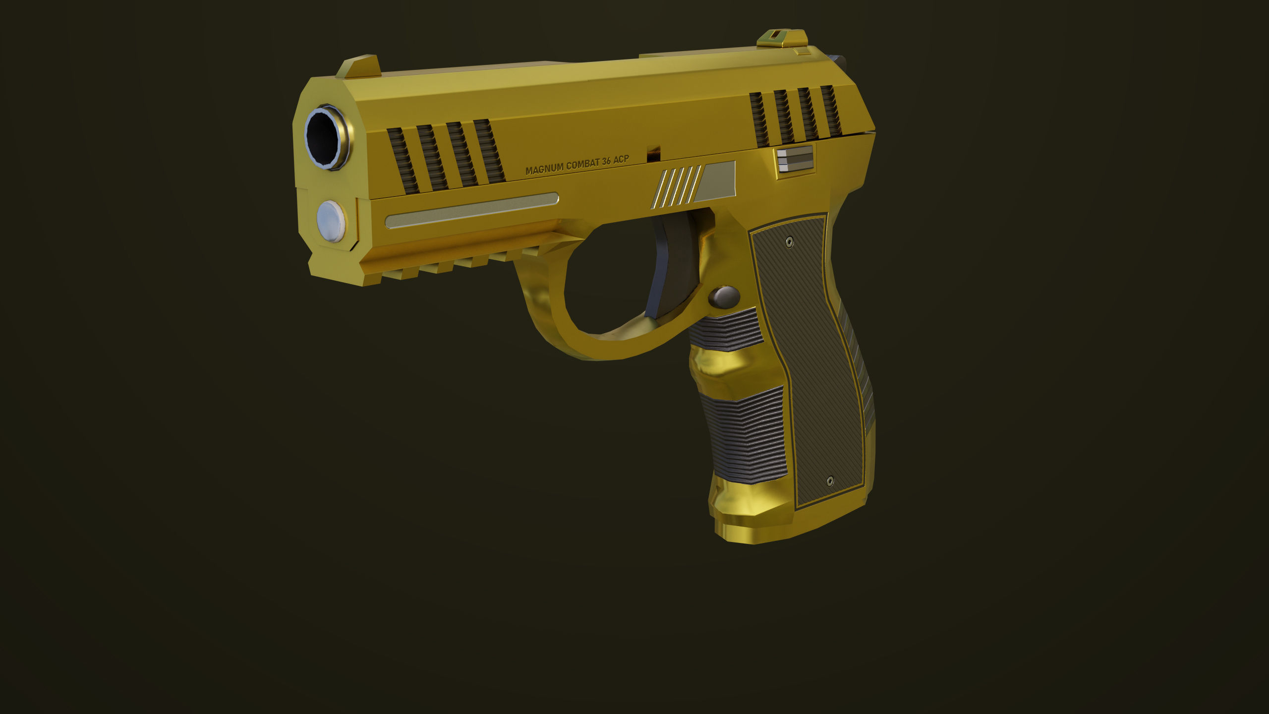 Golden Pistol 04 All PBR Unity UE Textures Included Low-poly 3D model_9