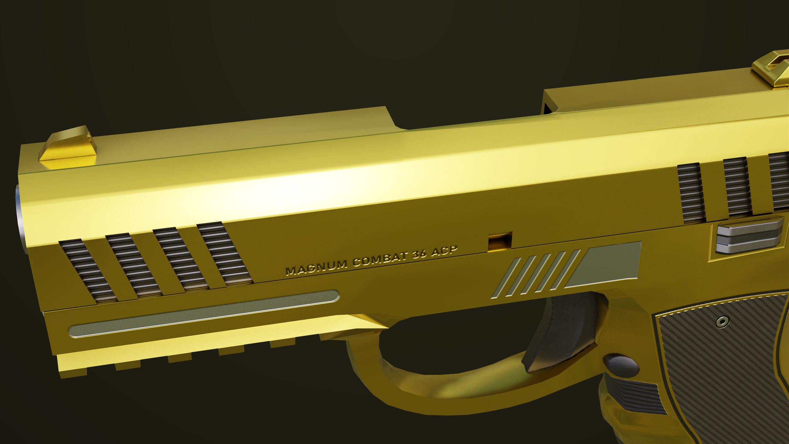 Golden Pistol 04 All PBR Unity UE Textures Included Low-poly 3D model_20