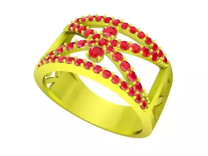 A5663 Diamond Women Band Ring 3D Model