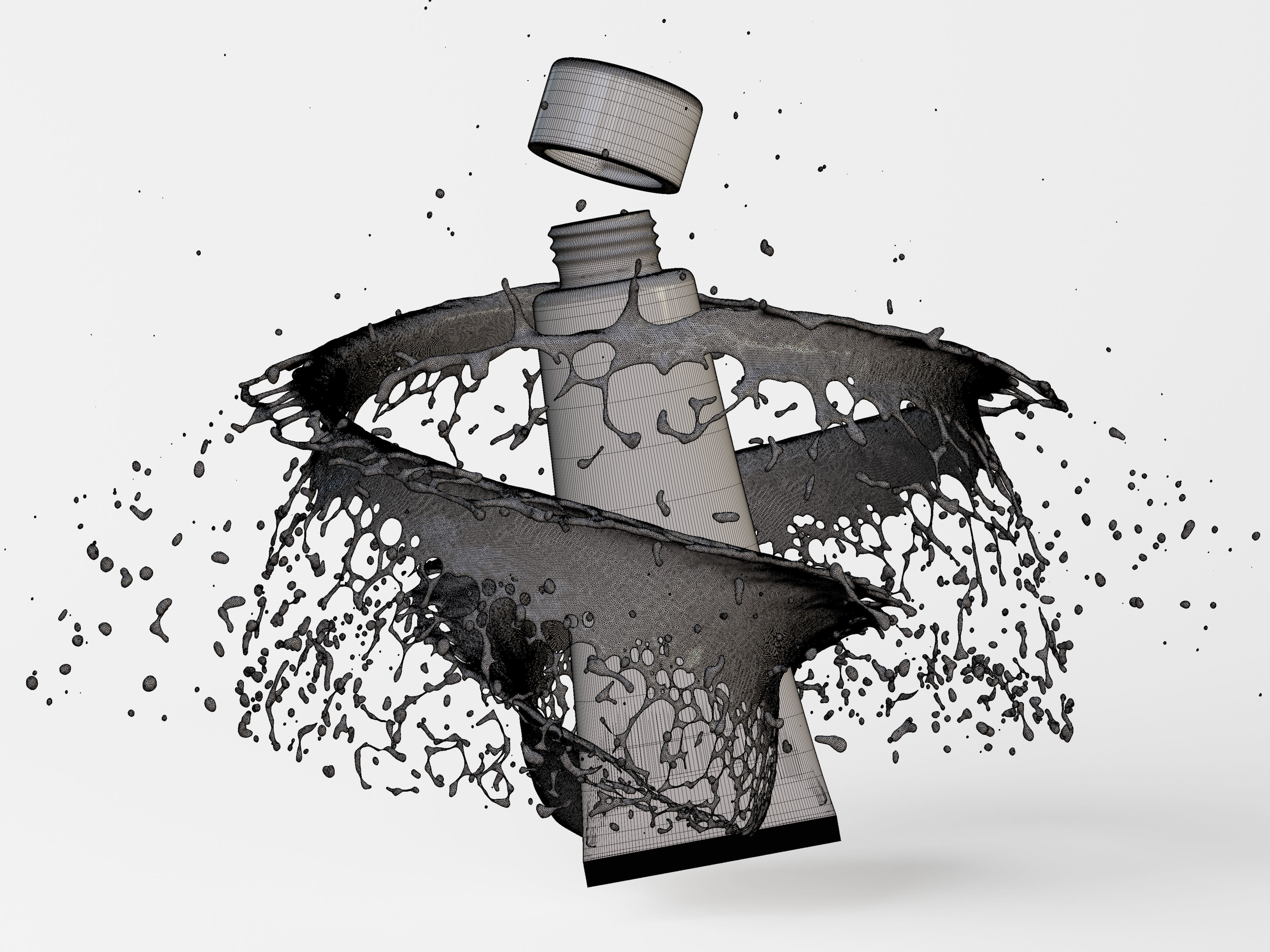 Cosmetic Bottle with Liquid Splash Low-poly 3D model_8
