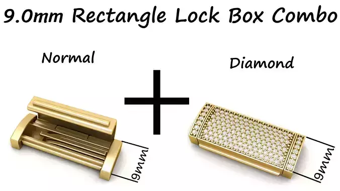 9 mm Rectangular Lock Box Combo of Plain and Diamond  3D Model Collection