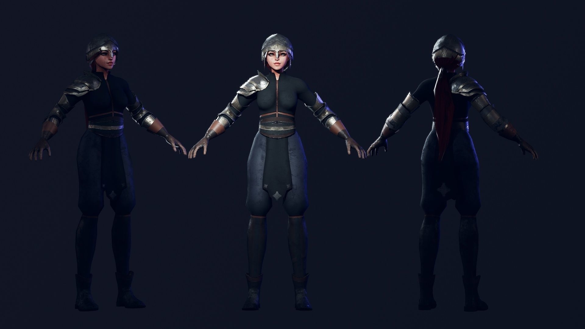 Knight Girl Low-poly 3D model_2