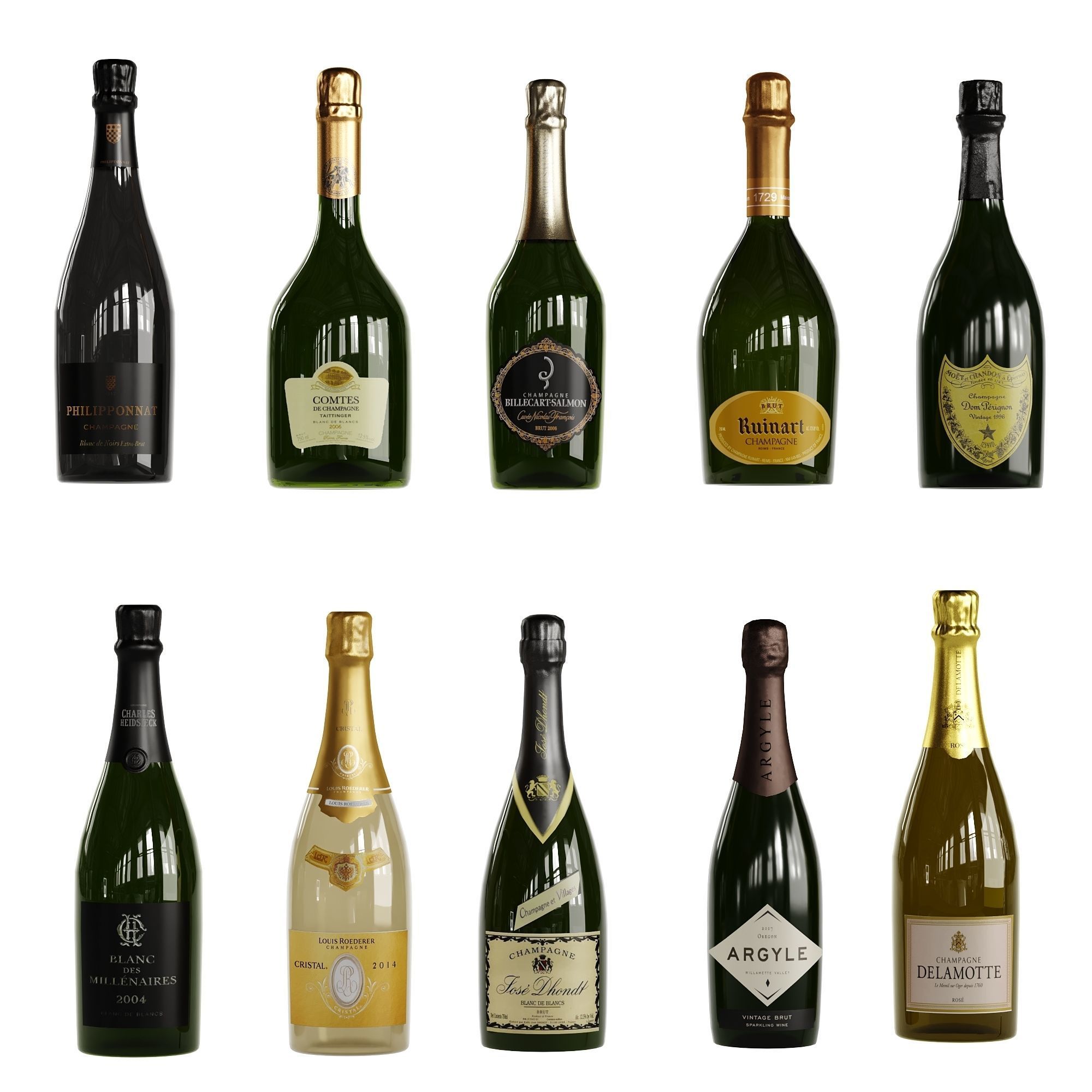 Bottles Vol 6 40 Champagne Whisky vodka and Wines Low-poly 3D model_5