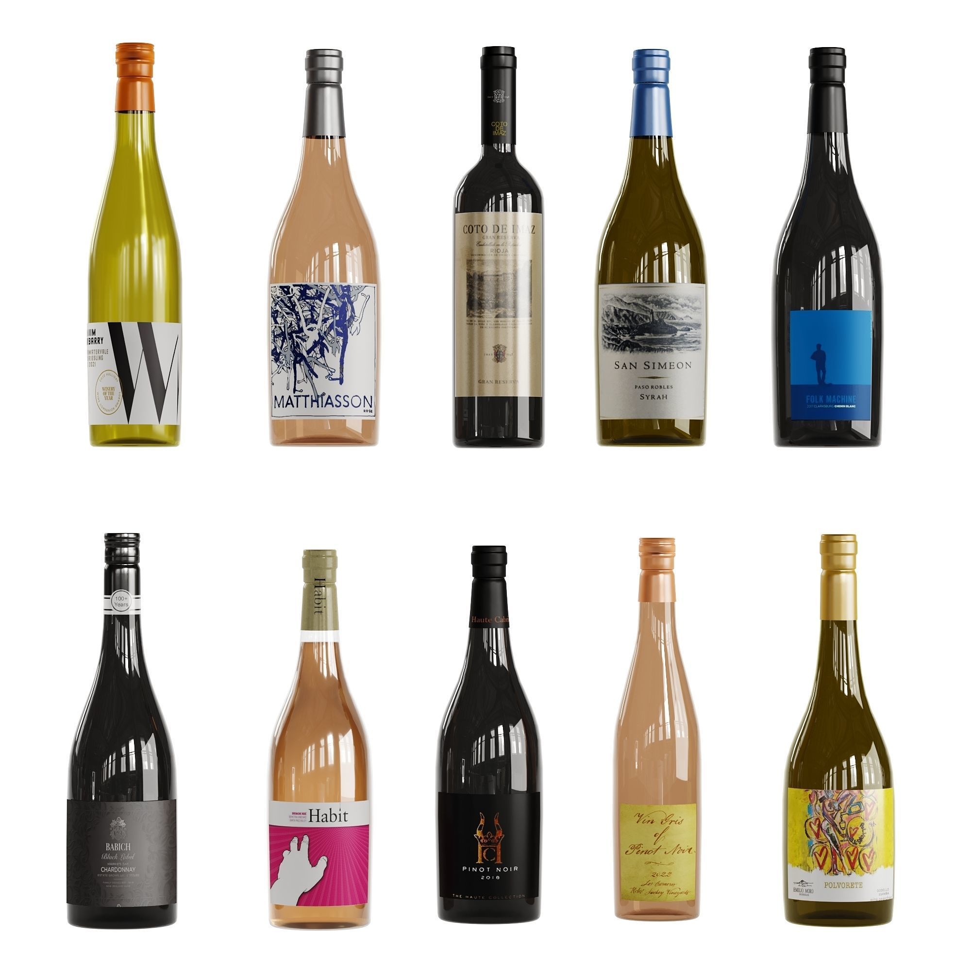 Bottles Vol 6 40 Champagne Whisky vodka and Wines Low-poly 3D model_2