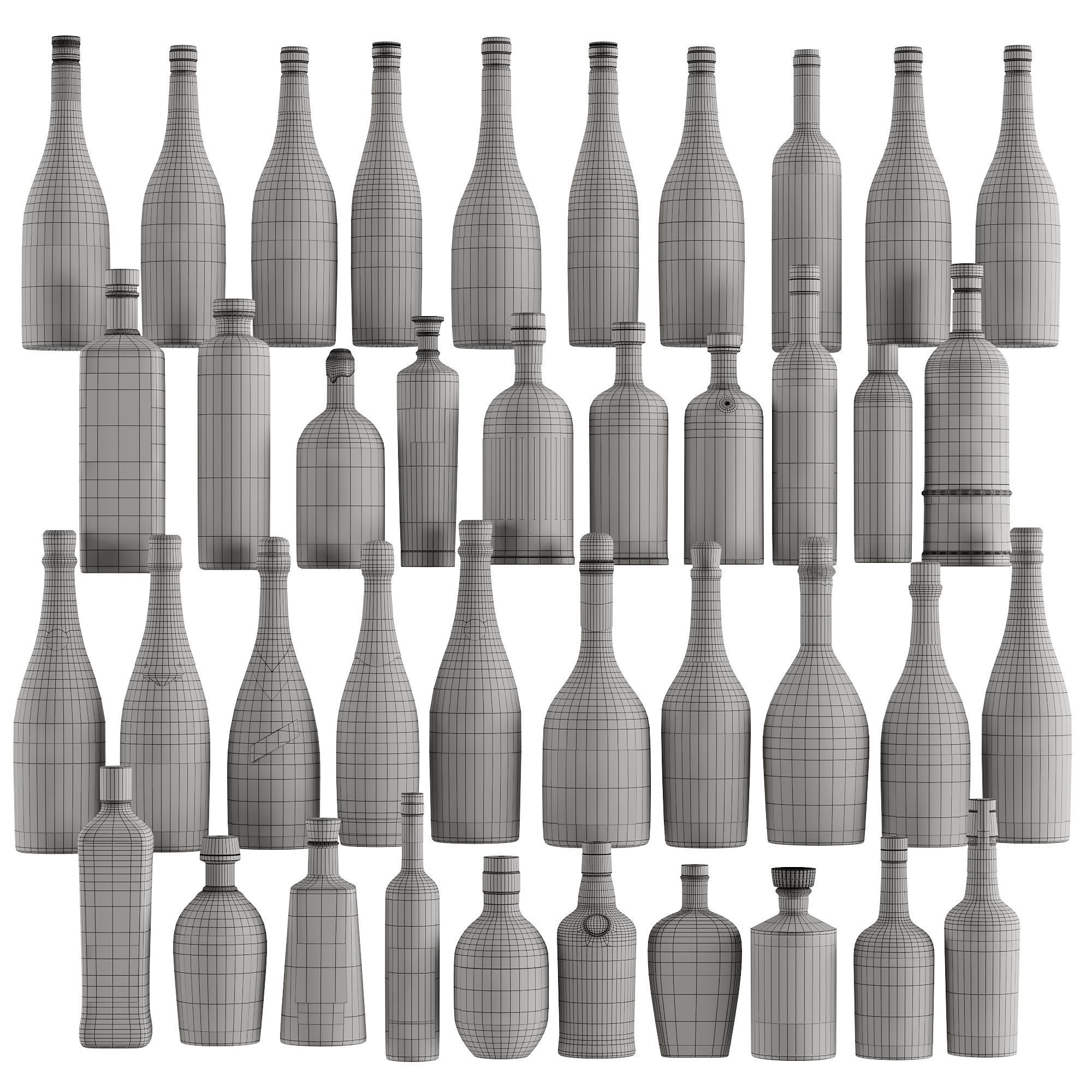 Bottles Vol 6 40 Champagne Whisky vodka and Wines Low-poly 3D model_6