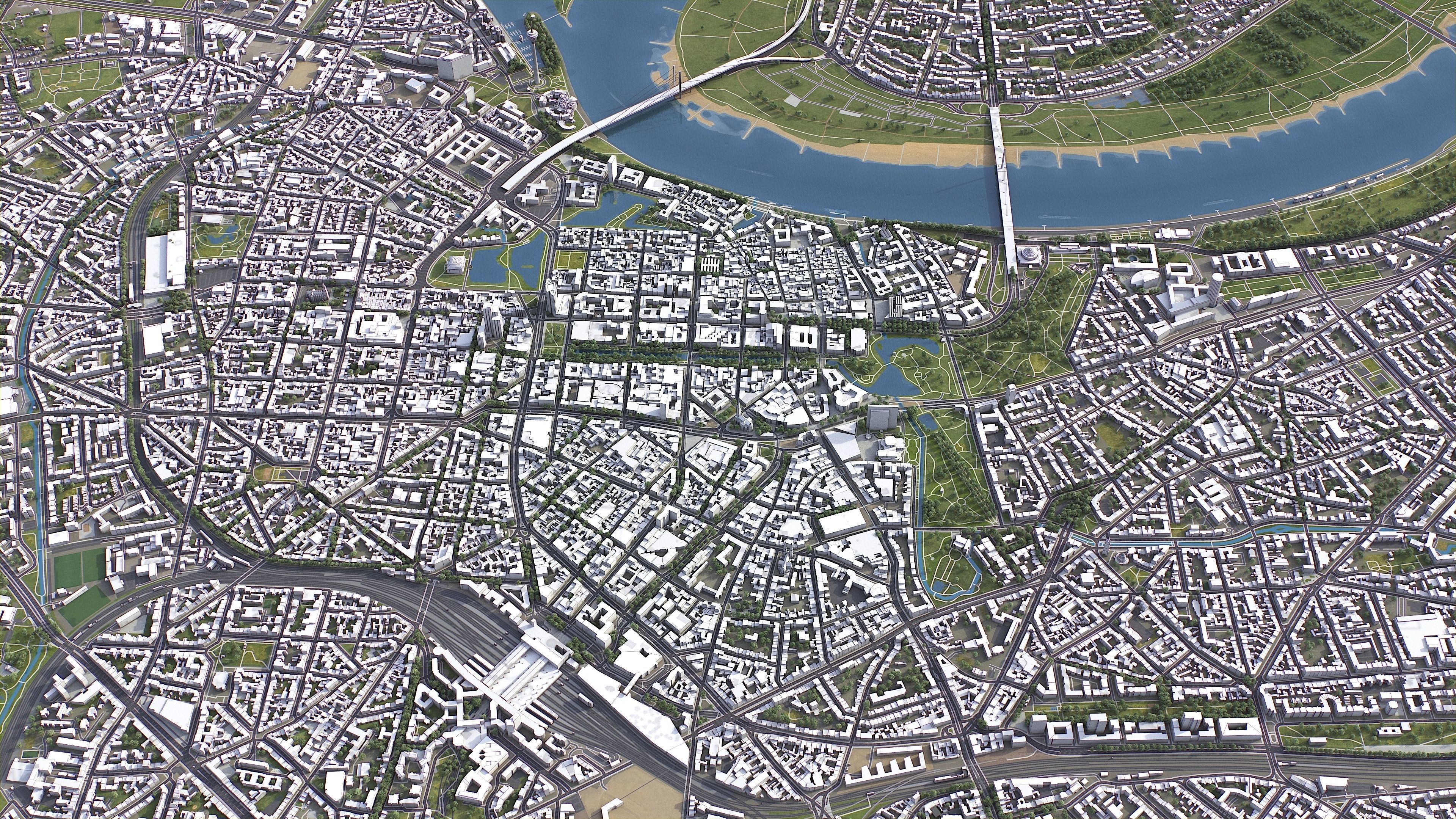 Dusseldorf - 3D City Model Low-poly 3D model_5