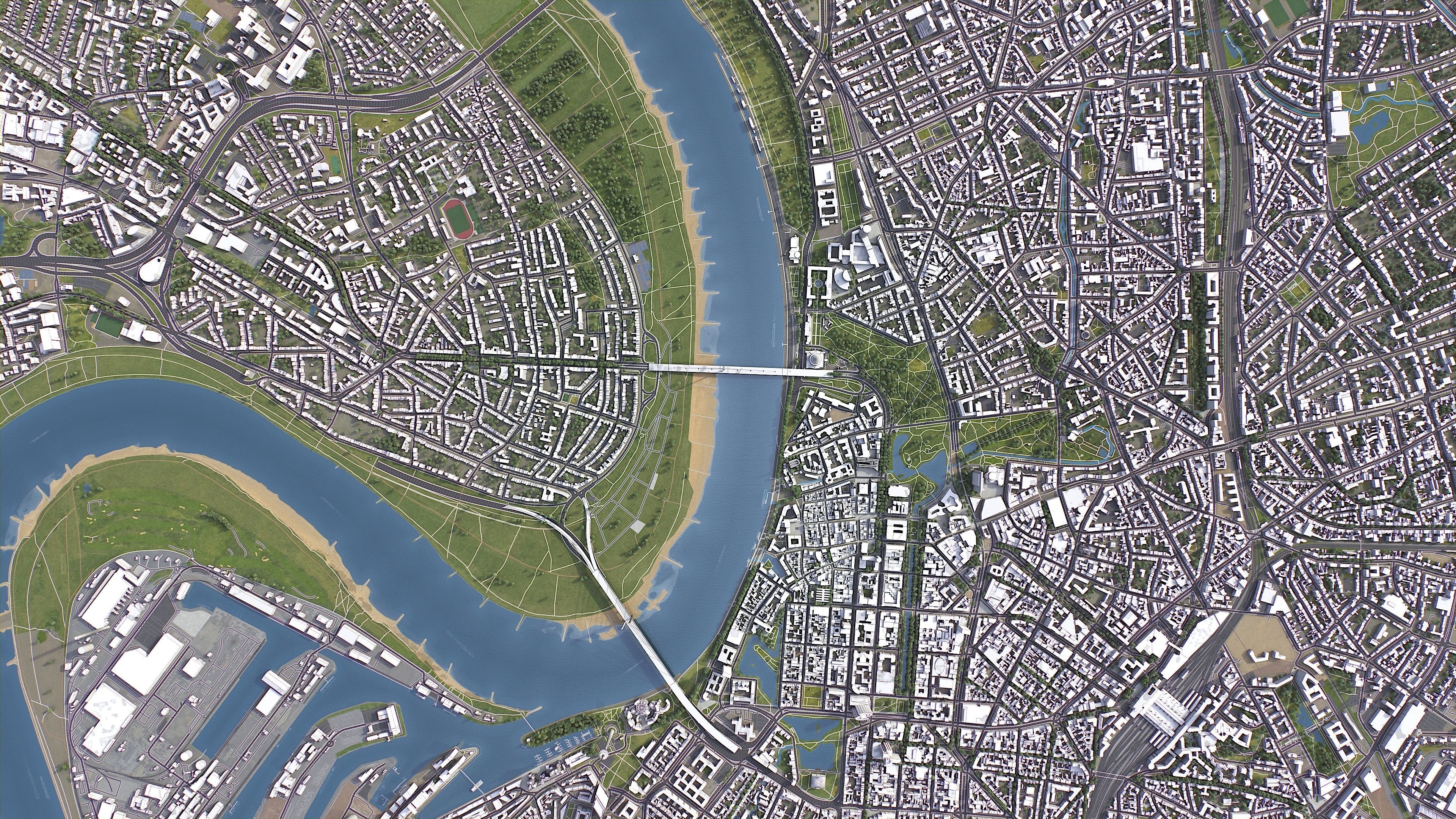 Dusseldorf - 3D City Model Low-poly 3D model_8
