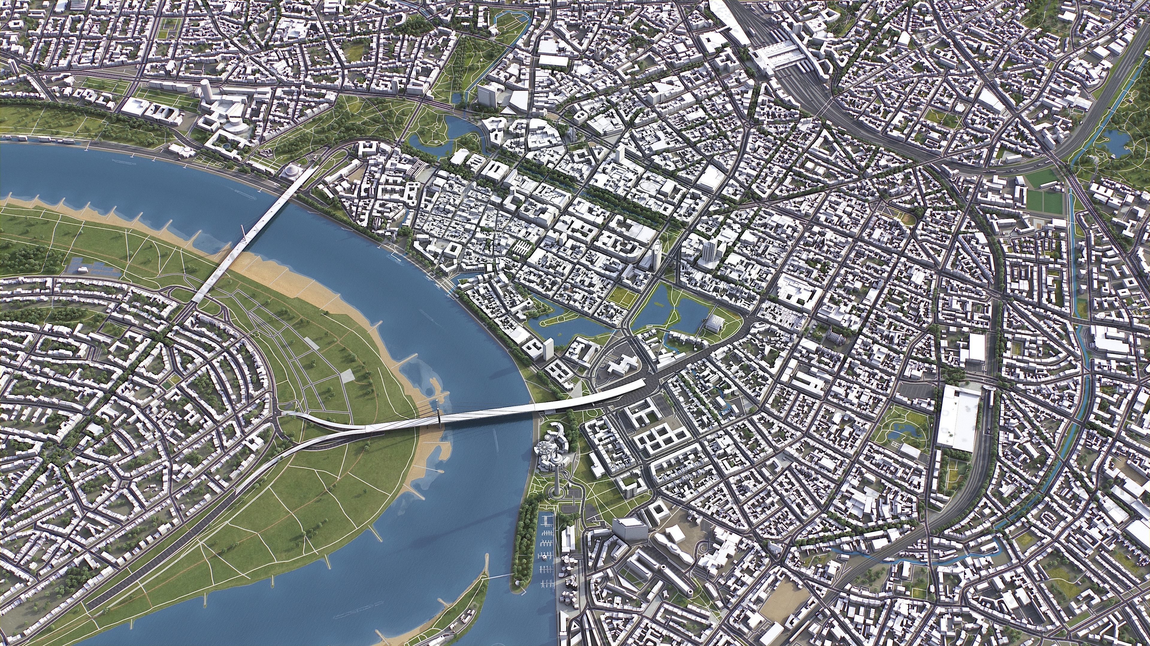 Dusseldorf - 3D City Model Low-poly 3D model_2