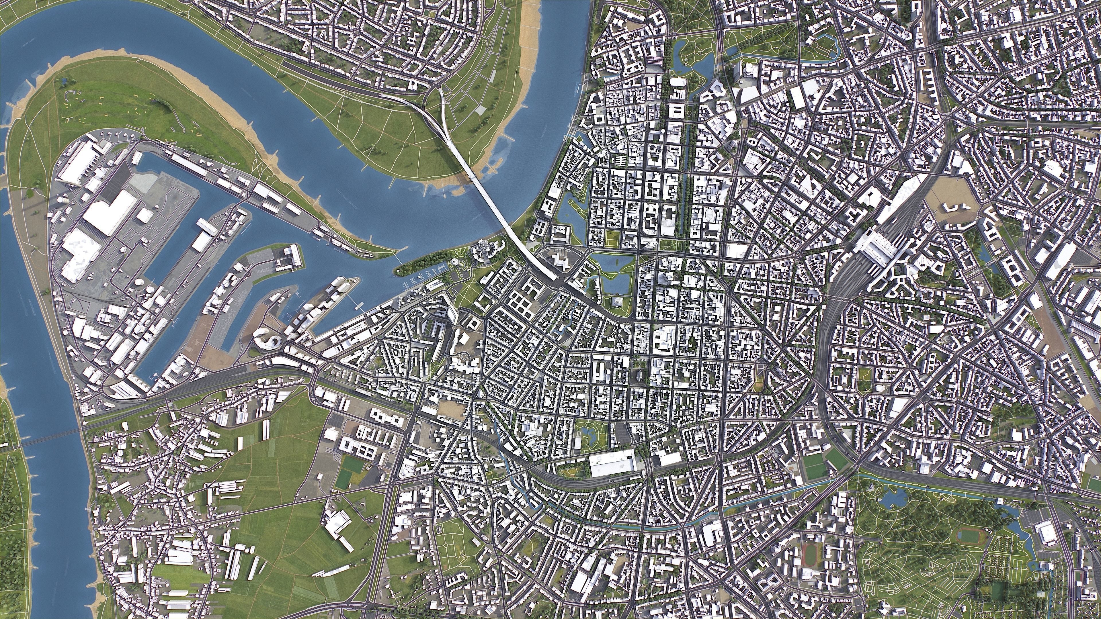 Dusseldorf - 3D City Model Low-poly 3D model_9