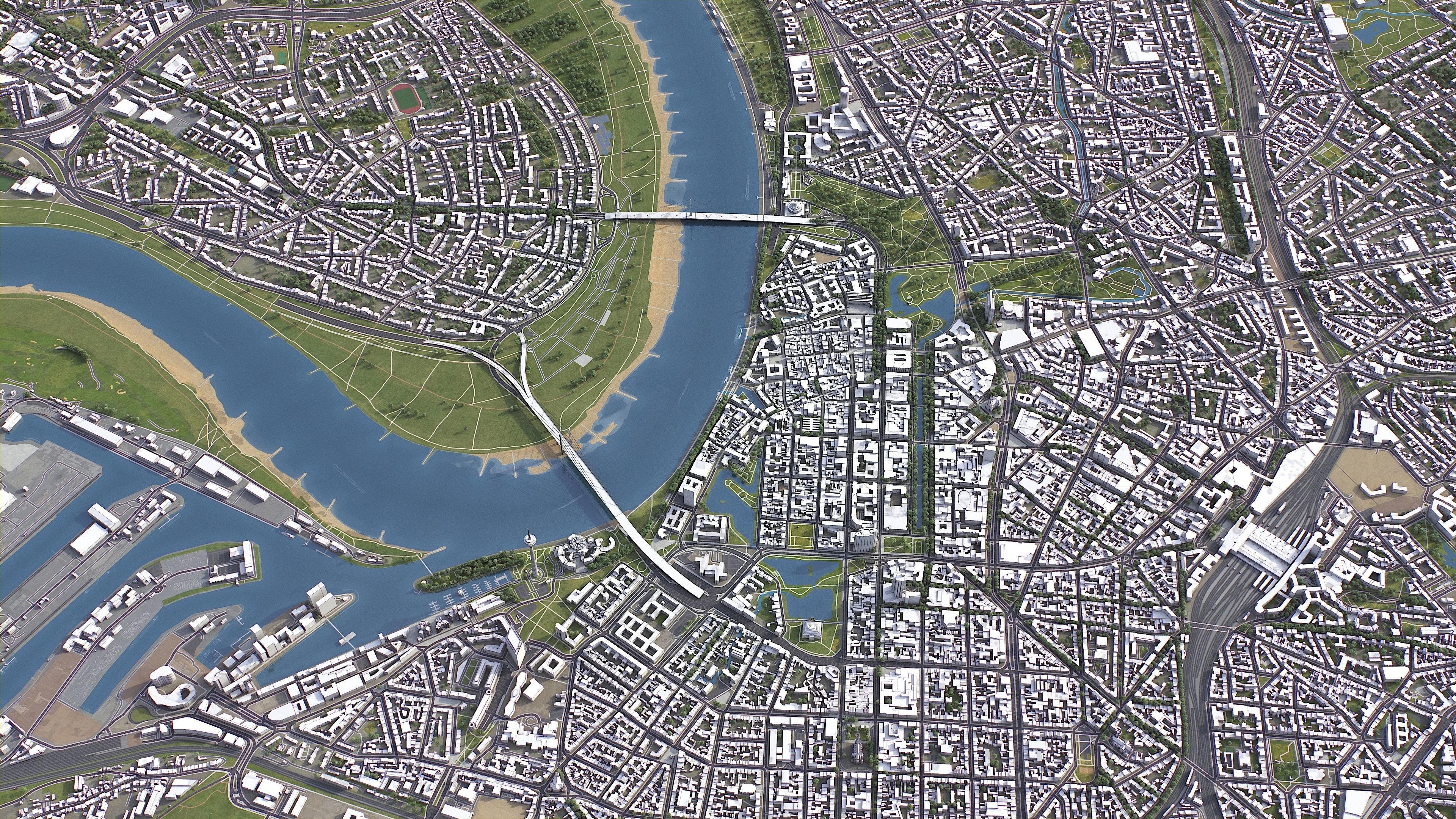 Dusseldorf - 3D City Model Low-poly 3D model_1