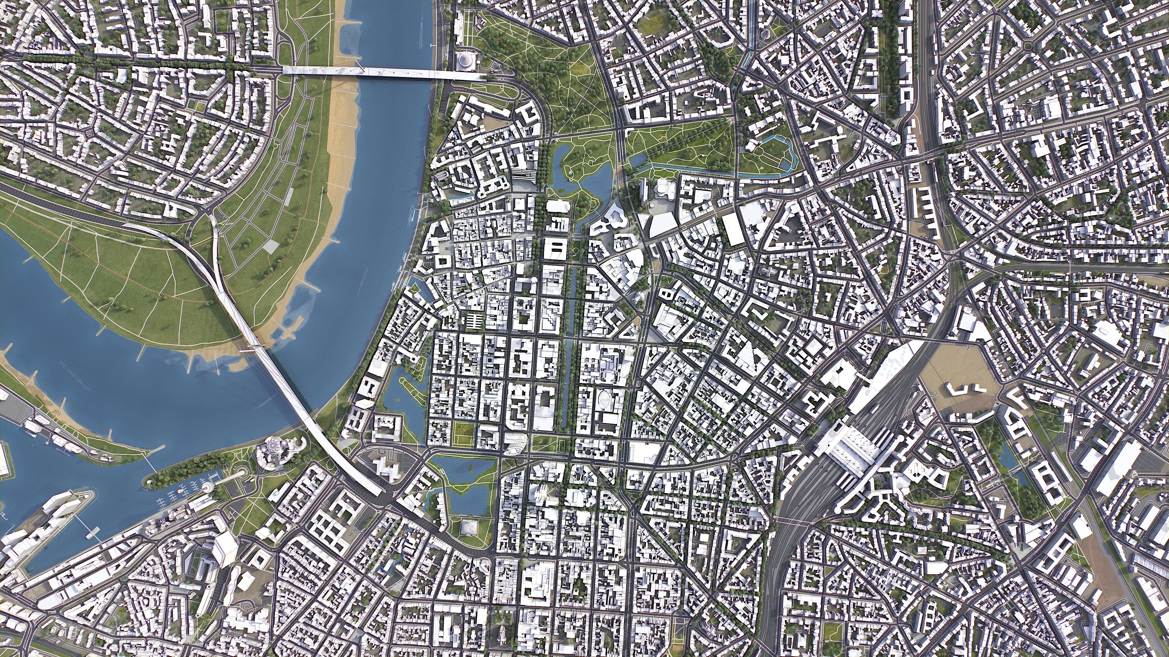 Dusseldorf - 3D City Model Low-poly 3D model_7