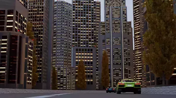 Autumn skyscrapers city showroom 3D model