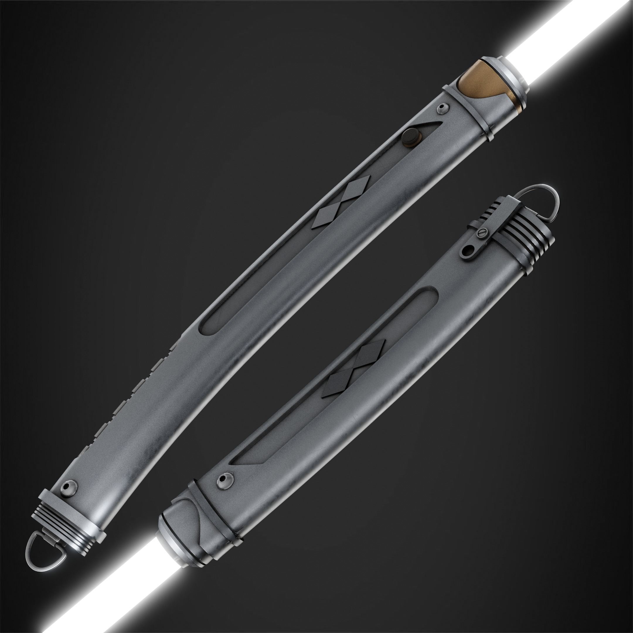 Ahsoka Tano White Lightsaber and Shoto for Cosplay 3D Model Collection_11
