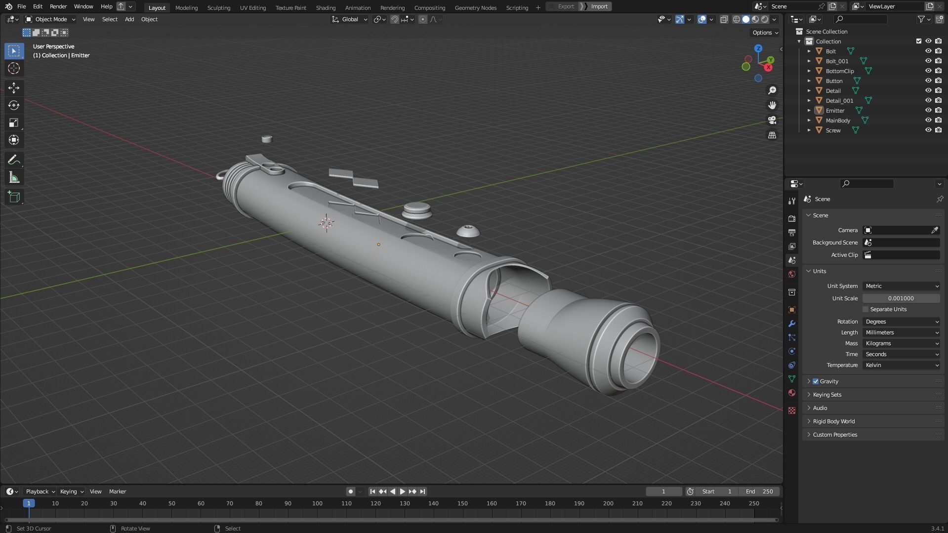 Ahsoka Tano White Lightsaber and Shoto for Cosplay 3D Model Collection_16