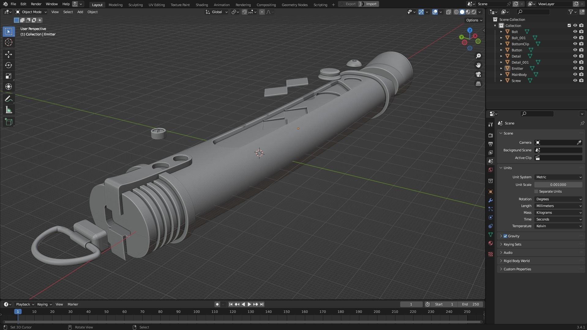 Ahsoka Tano White Lightsaber and Shoto for Cosplay 3D Model Collection_17