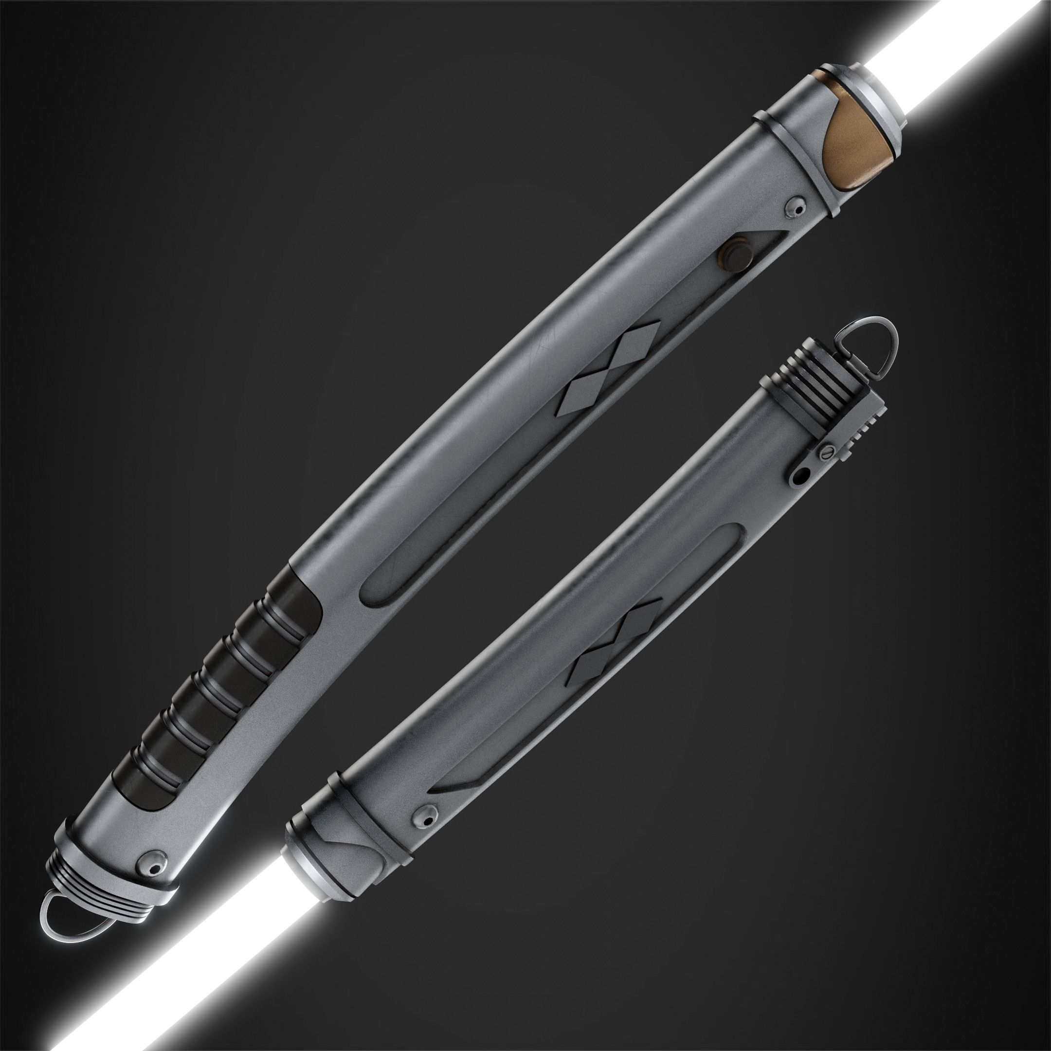 Ahsoka Tano White Lightsaber and Shoto for Cosplay 3D Model Collection_13