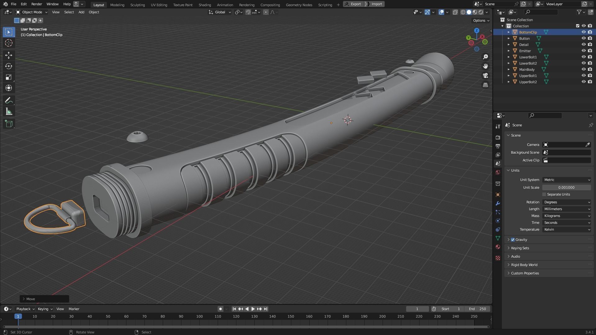 Ahsoka Tano White Lightsaber and Shoto for Cosplay 3D Model Collection_15