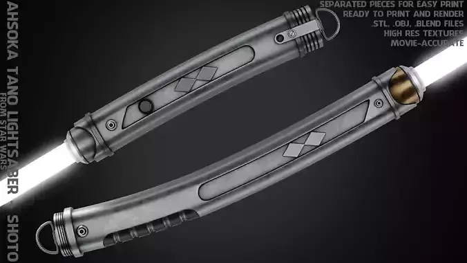 Ahsoka Tano White Lightsaber and Shoto for Cosplay 3D Model Collection