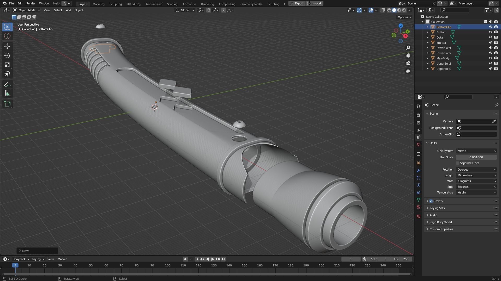 Ahsoka Tano White Lightsaber and Shoto for Cosplay 3D Model Collection_14