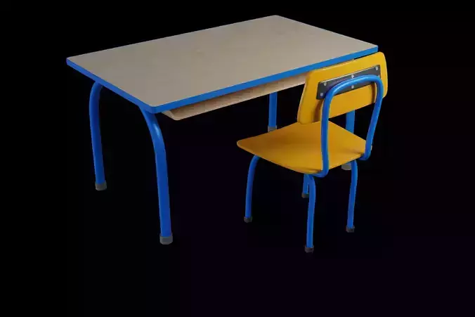 Table and Chair for classroom 3D model