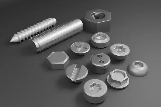 Low Poly Nuts and Bolts  3D model