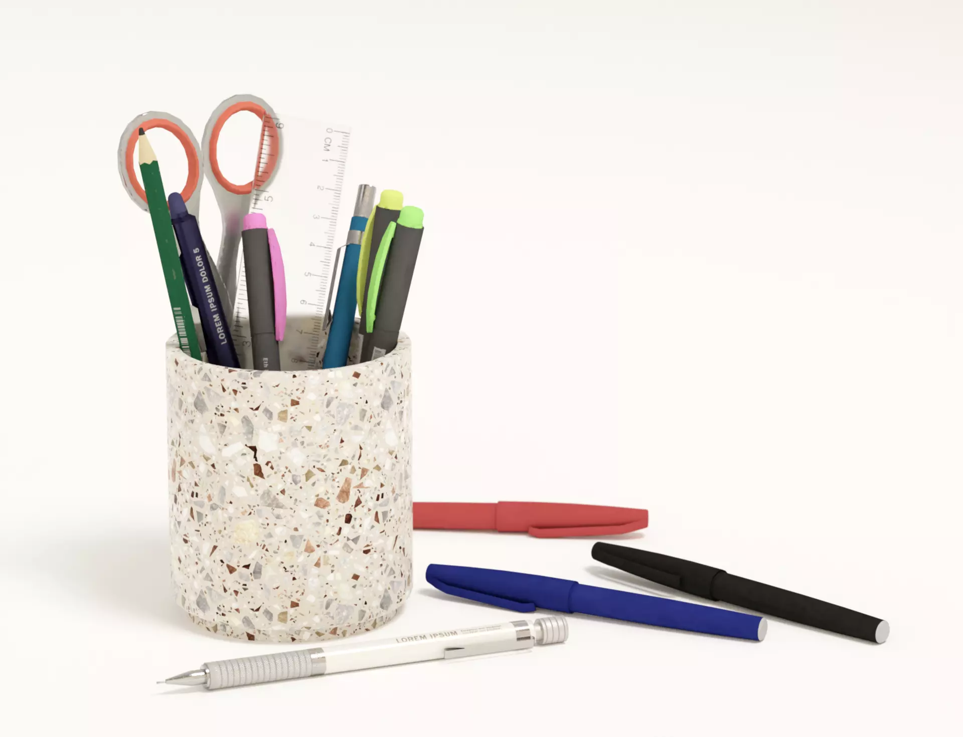Low-Poly Stationery Set 1 Low-poly 3D model_0