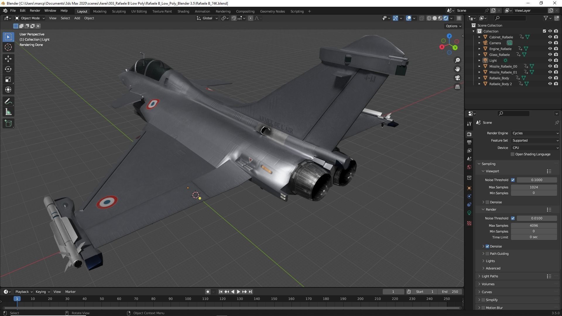 Aircraft Rafaele B Fly  Low-poly 3D model_43
