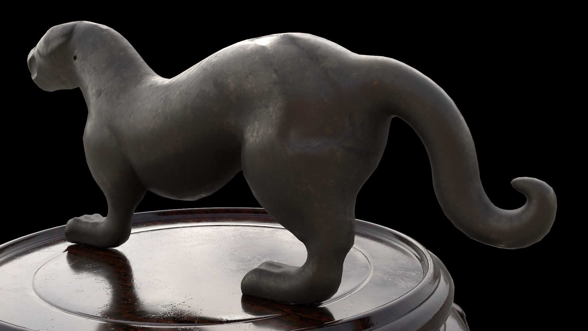 Ancient Chinese Tiger Talisman and Traditional wood table Low-poly 3D model_2