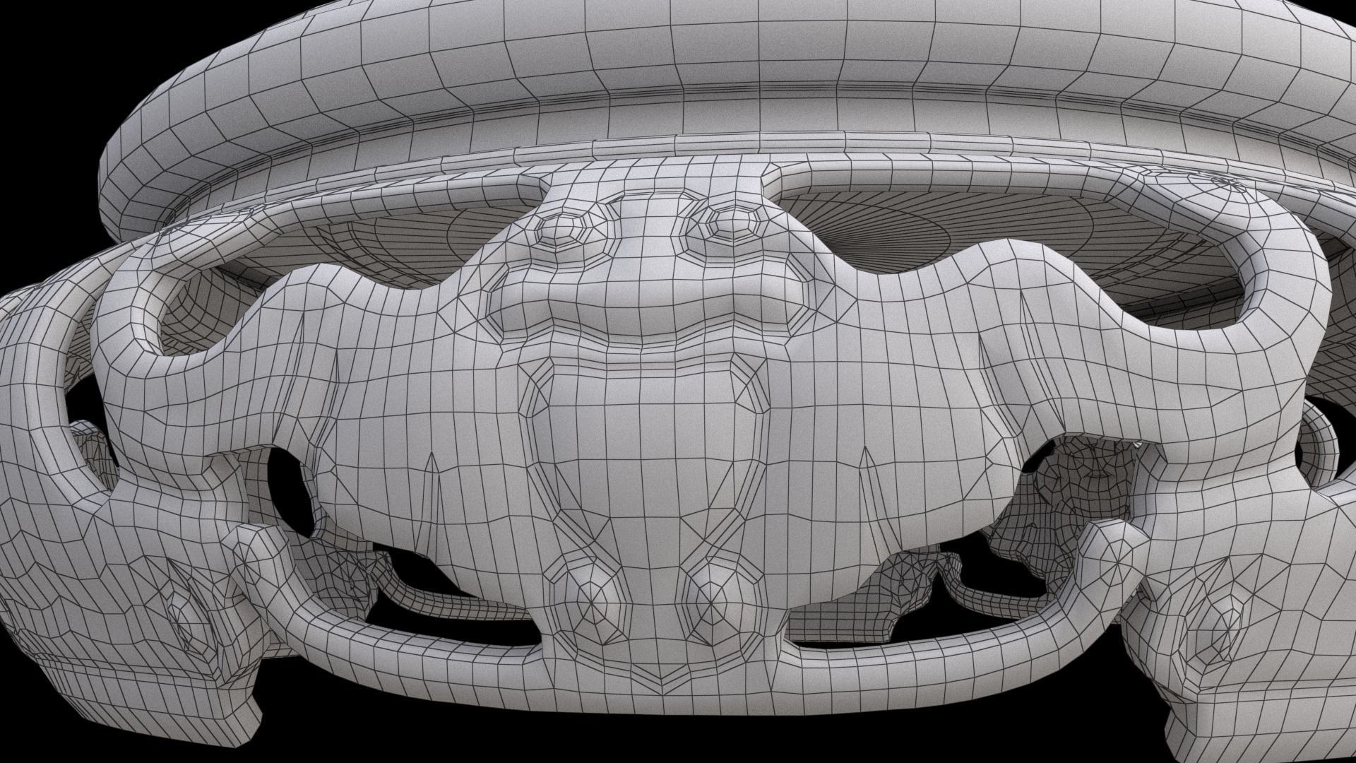 Ancient Chinese Tiger Talisman and Traditional wood table Low-poly 3D model_28