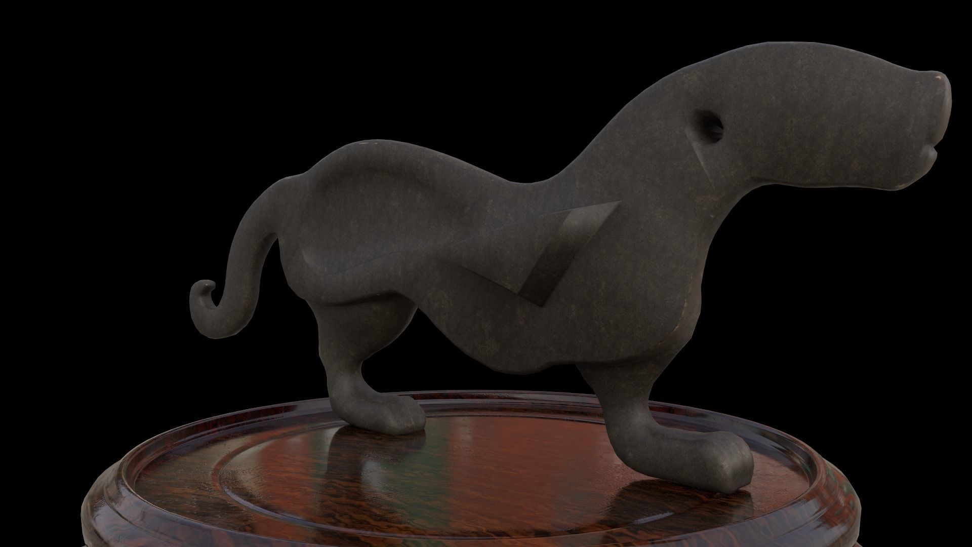 Ancient Chinese Tiger Talisman and Traditional wood table Low-poly 3D model_7
