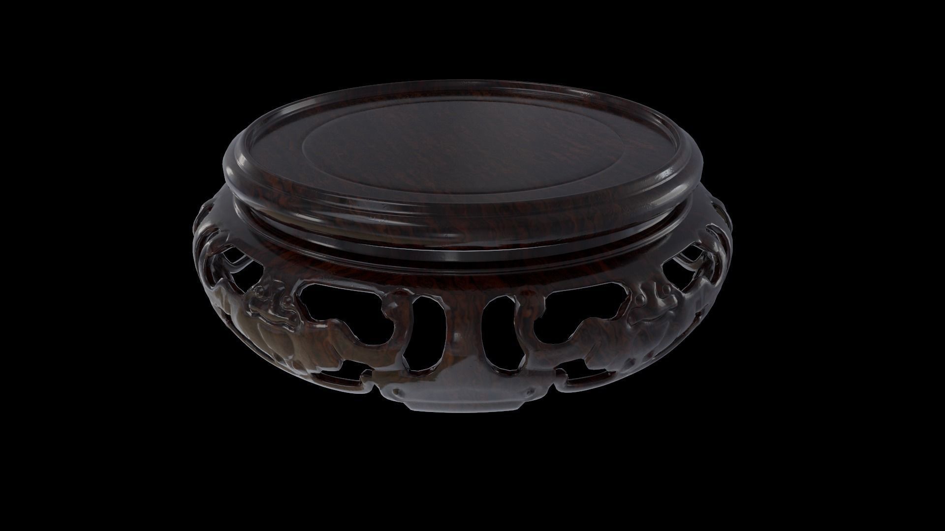 Ancient Chinese Tiger Talisman and Traditional wood table Low-poly 3D model_15