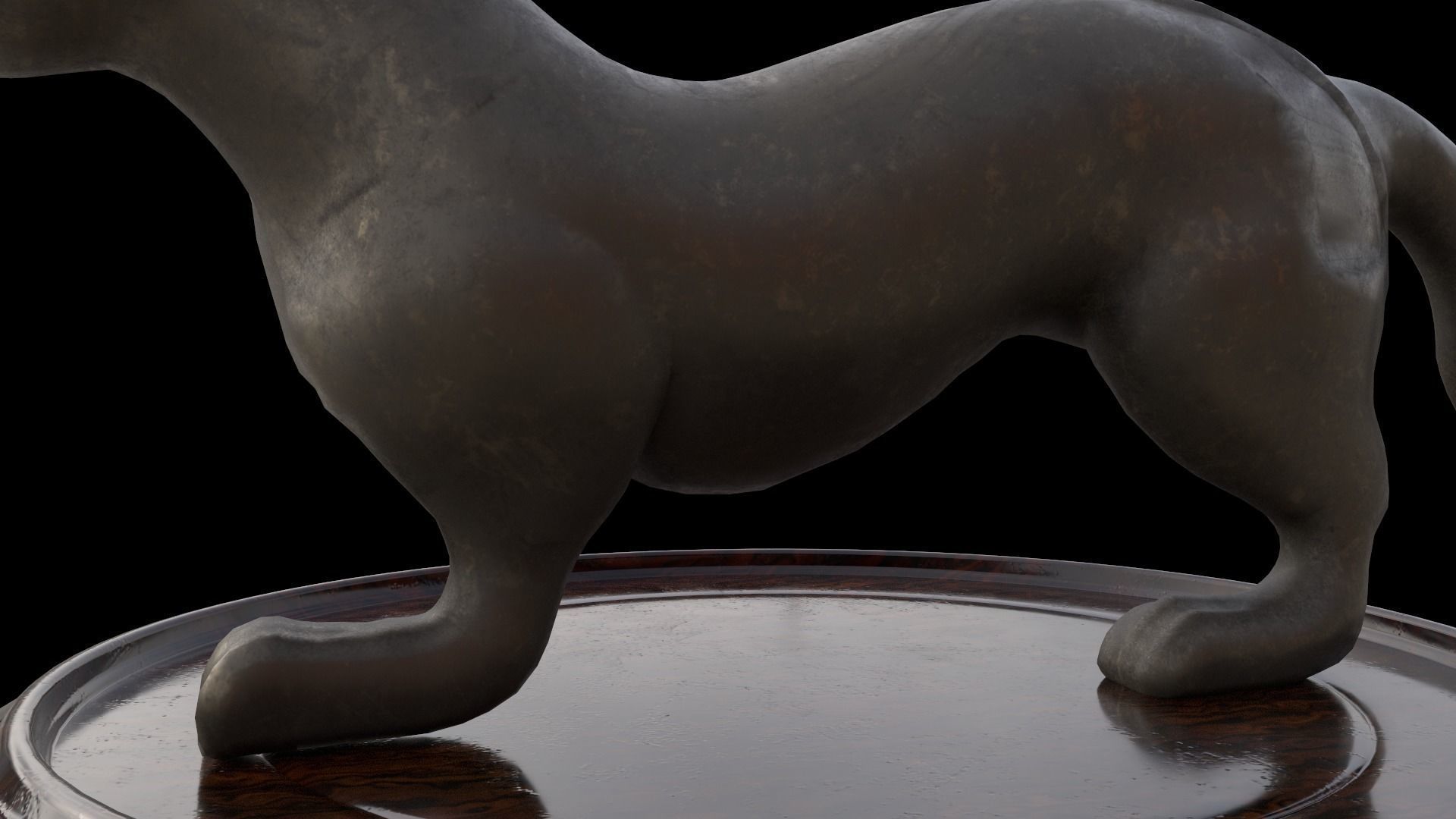 Ancient Chinese Tiger Talisman and Traditional wood table Low-poly 3D model_9