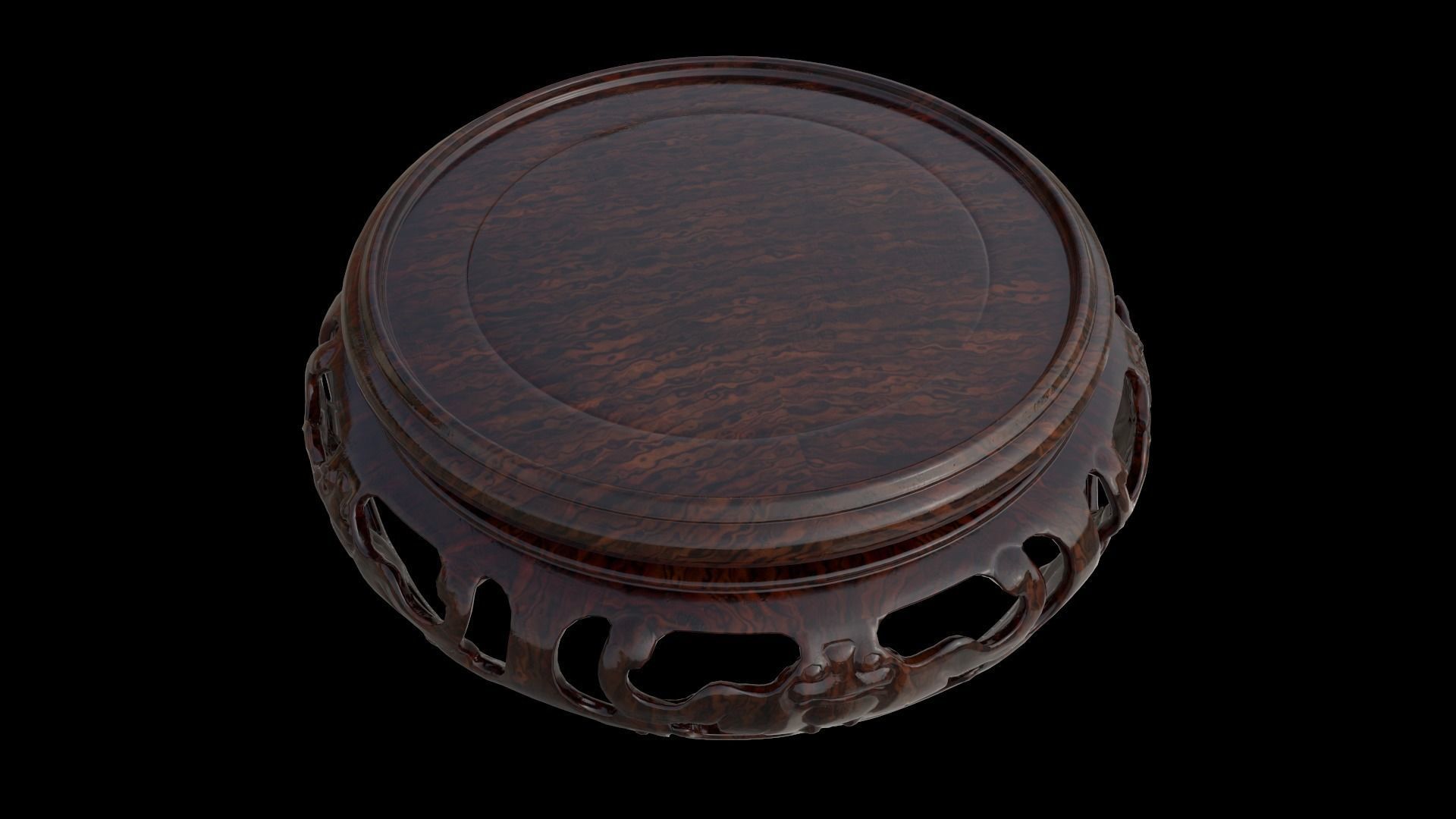 Ancient Chinese Tiger Talisman and Traditional wood table Low-poly 3D model_11