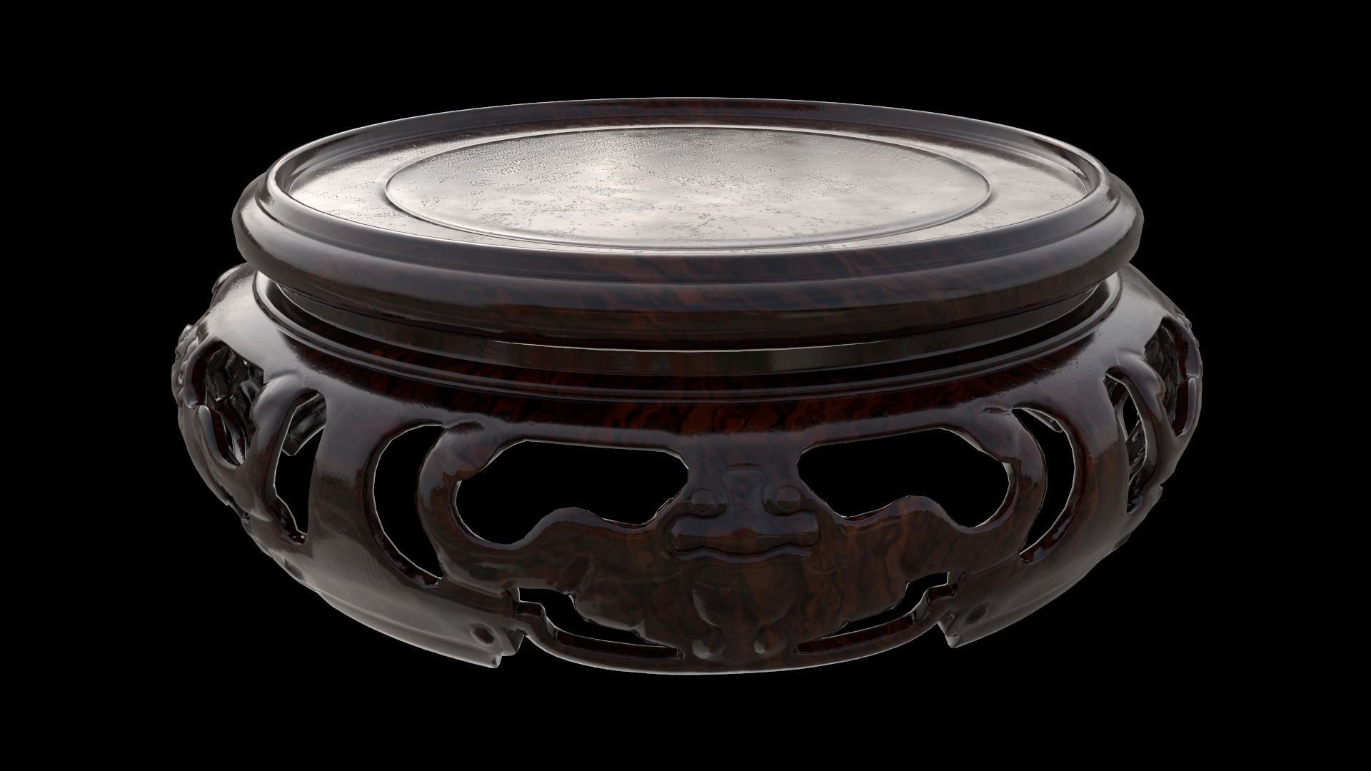 Ancient Chinese Tiger Talisman and Traditional wood table Low-poly 3D model_10